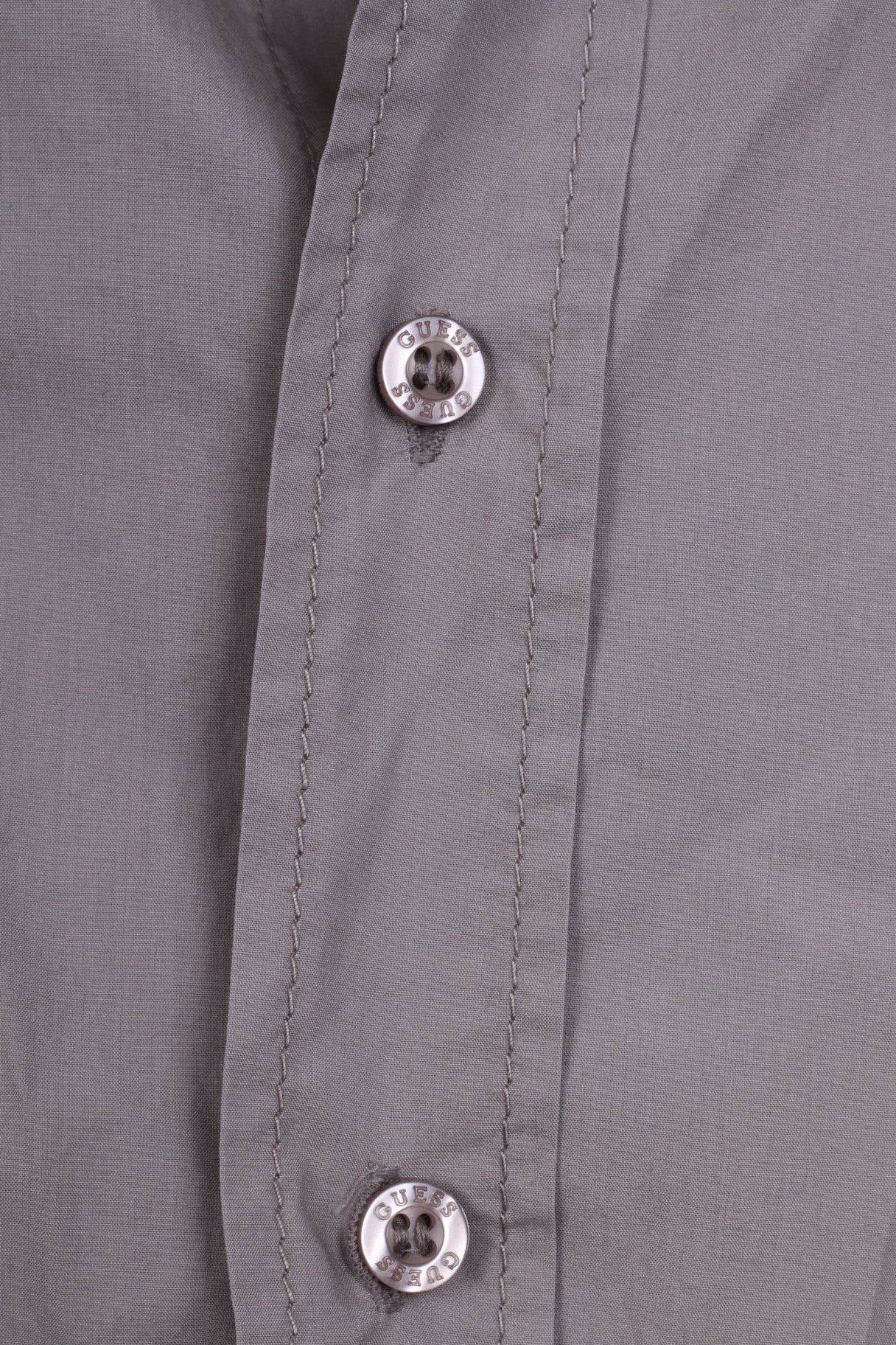 GUESS Mens S Casual Shirt Grey Cotton Long Sleeve Standard Collar - Image 3
