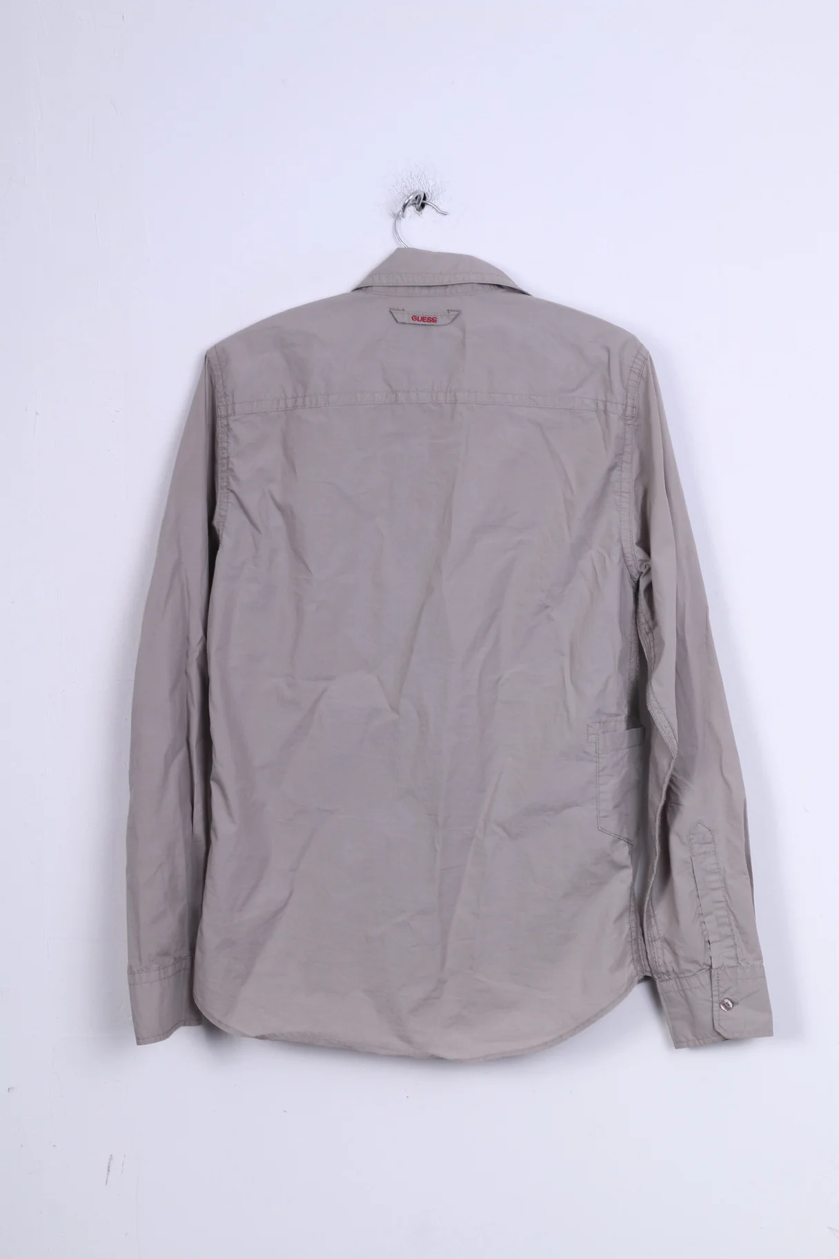 GUESS Mens S Casual Shirt Grey Cotton Long Sleeve Standard Collar - Image 6