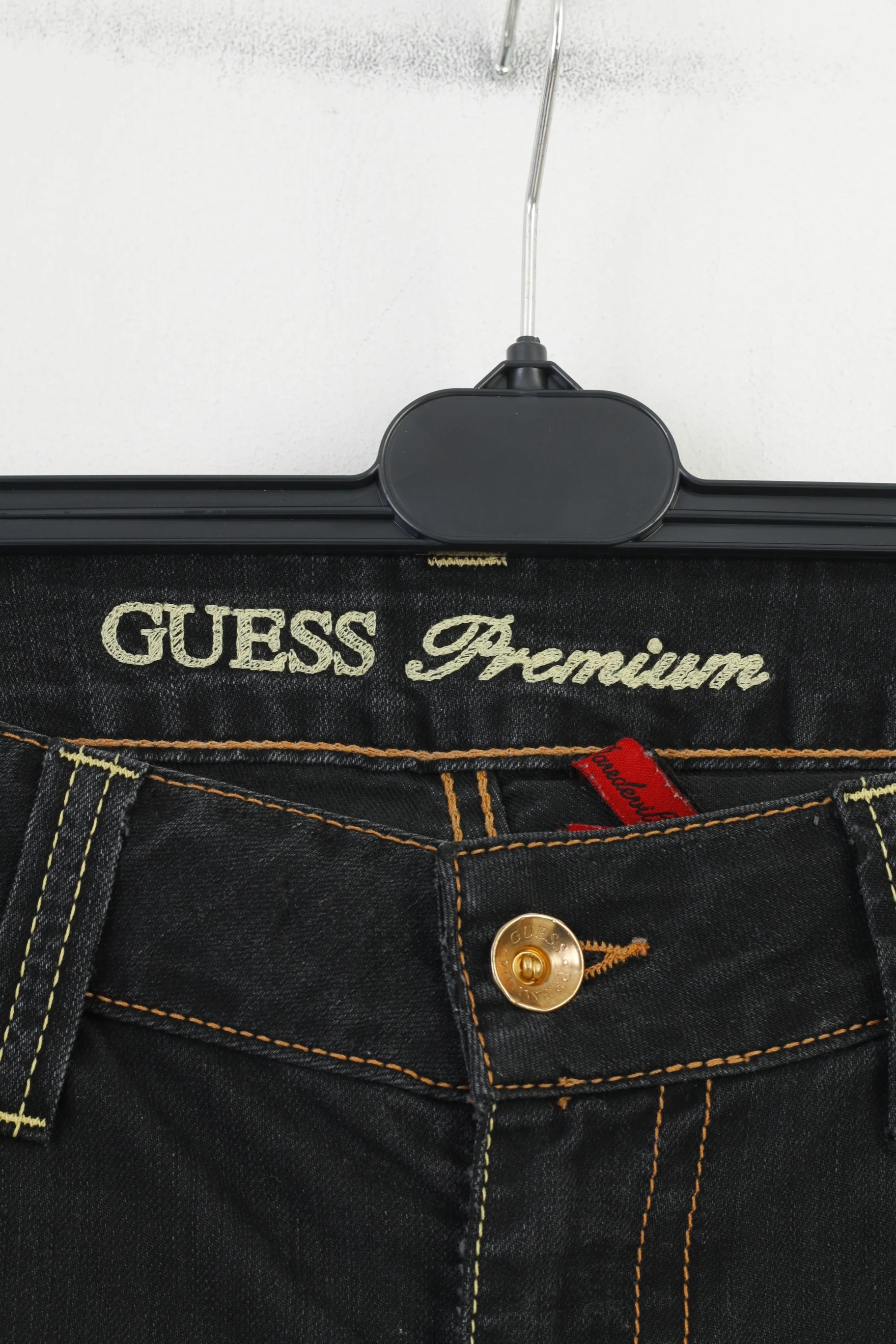 GUESS Premium Women 30 Jeans Trousers Navy Cotton Straight Leg Denim Vintage Pants - Image 4