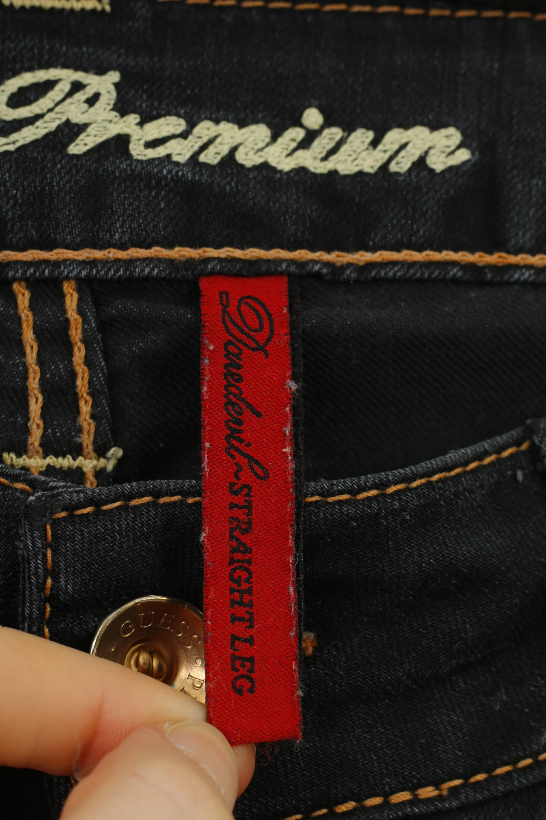 GUESS Premium Women 30 Jeans Trousers Navy Cotton Straight Leg Denim Vintage Pants - Image 5