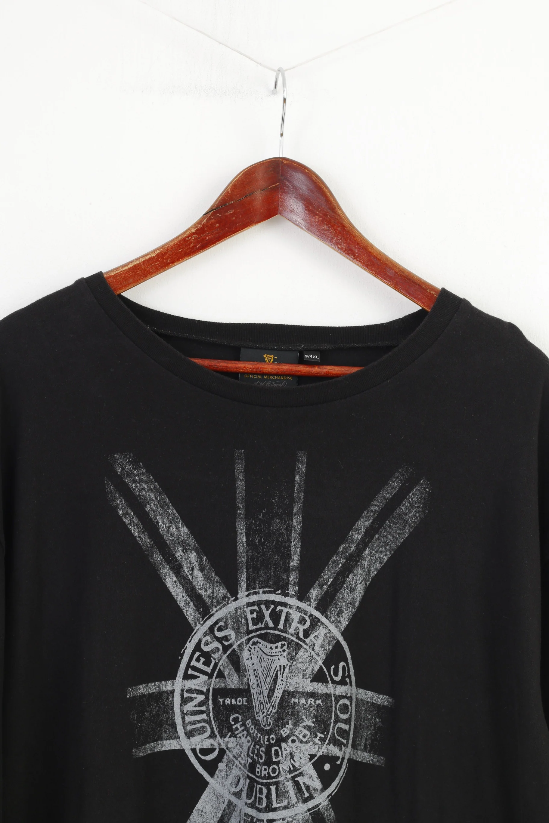 Guinness Men 3/4XL Shirt Black Cotton Short Sleeve Sport Top - Image 2