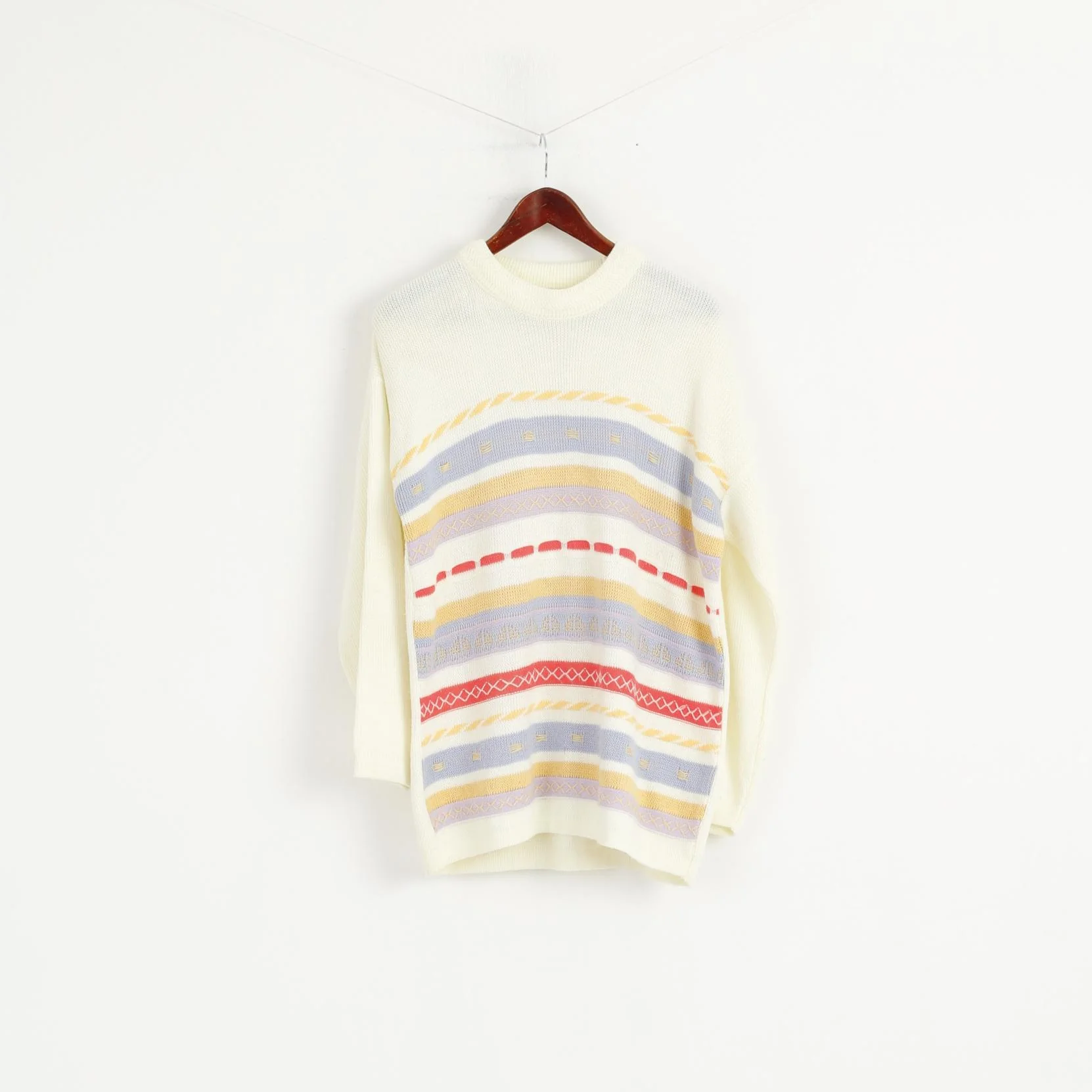Guy Frager Women M Jumper Beige Acrylic Knit Long Made in UK Casual Sweater - Image 2