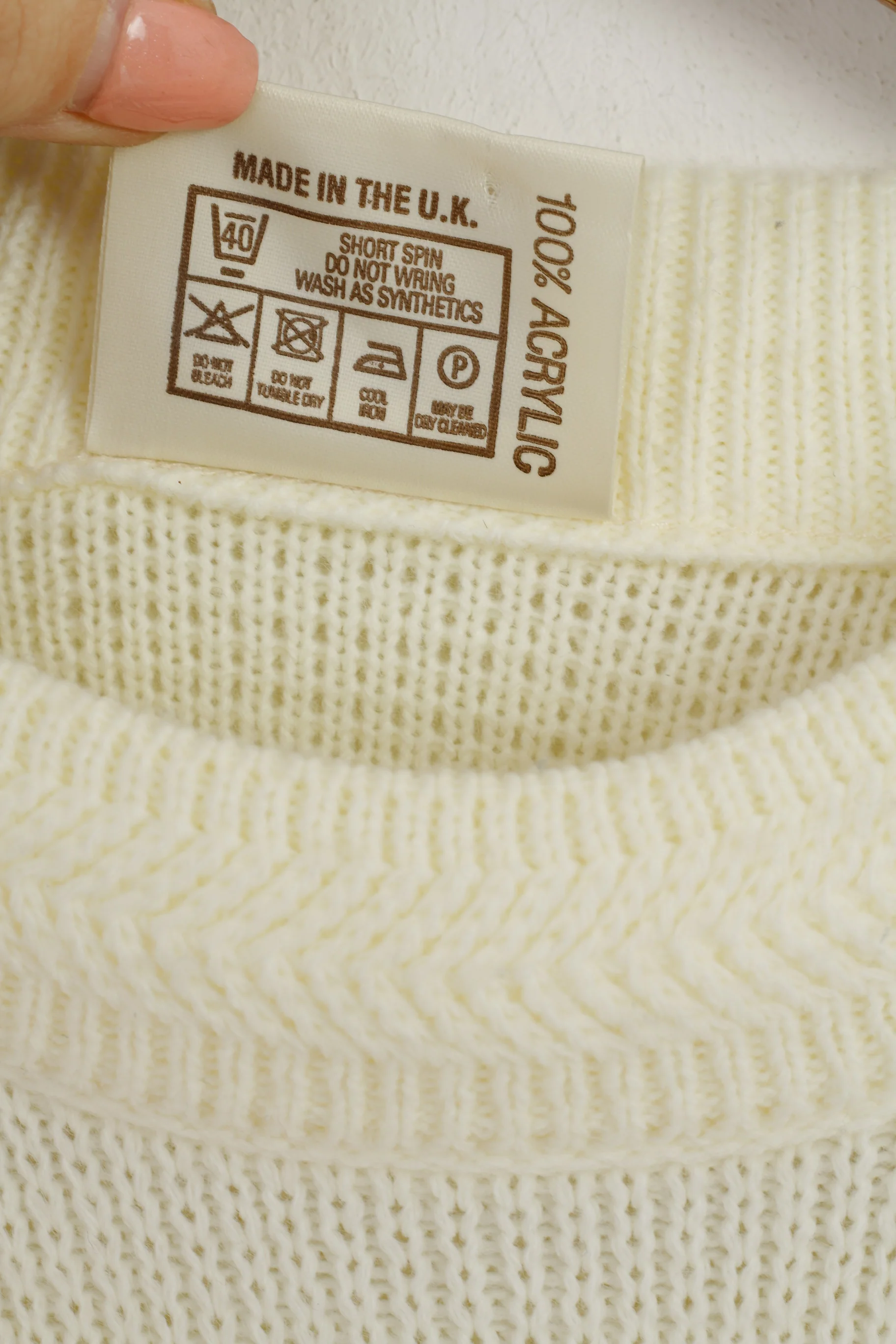Guy Frager Women M Jumper Beige Acrylic Knit Long Made in UK Casual Sweater - Image 6