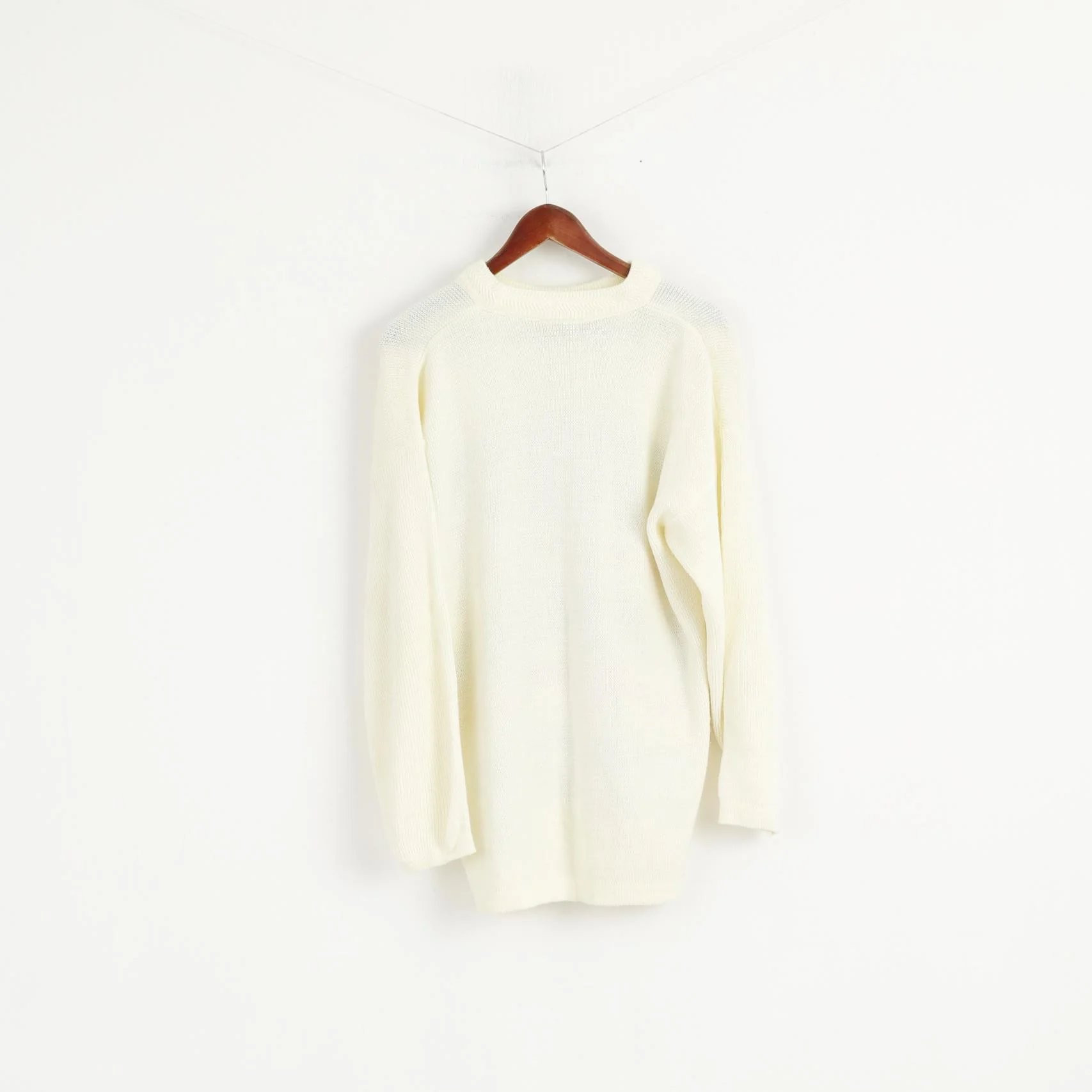 Guy Frager Women M Jumper Beige Acrylic Knit Long Made in UK Casual Sweater - Image 7