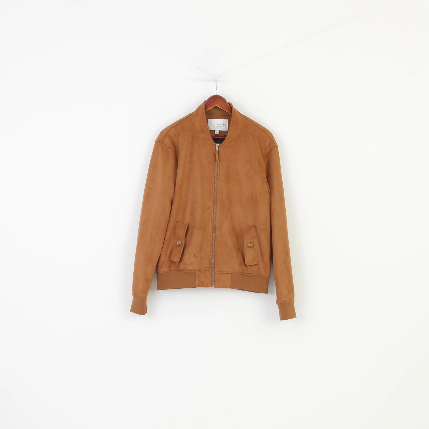 Guy Laroche Woman M Jacket Brown Full Zipper Collar Polyester Soft Pockets Top - Image 2