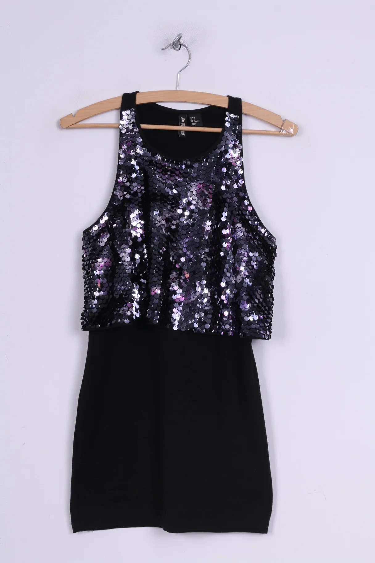 H&M Conscious Collection Womens 36 S Tunic Sequins Shinny Black Shirt