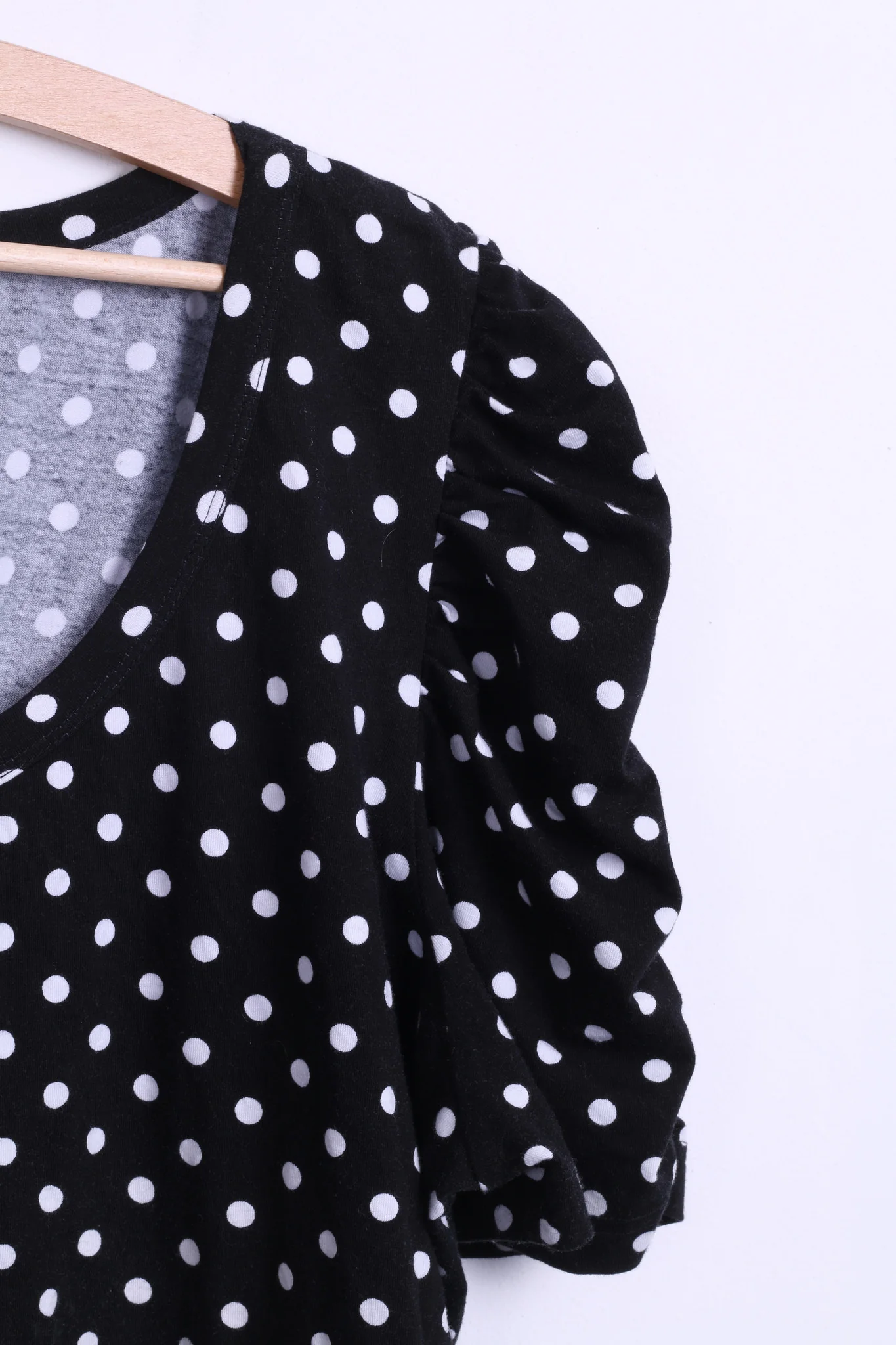H&M Hennes& Mauritz Womens 2XL Shirt Short Sleeve Cotton Black Puffy Dots - Image 2
