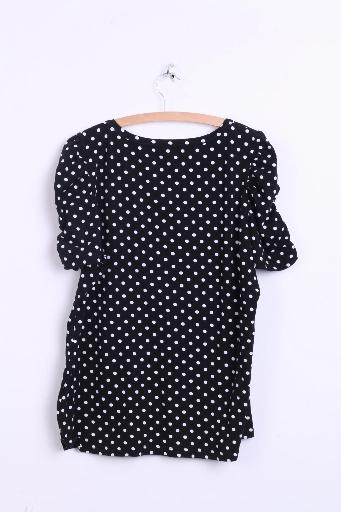 H&M Hennes& Mauritz Womens 2XL Shirt Short Sleeve Cotton Black Puffy Dots - Image 4