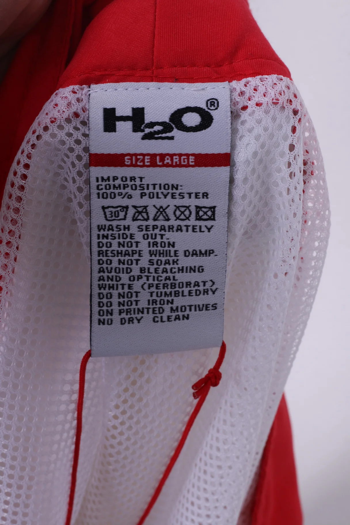 H2O Mens L Shorts Swimpants Red Sportswear Mesh Lined - Image 3