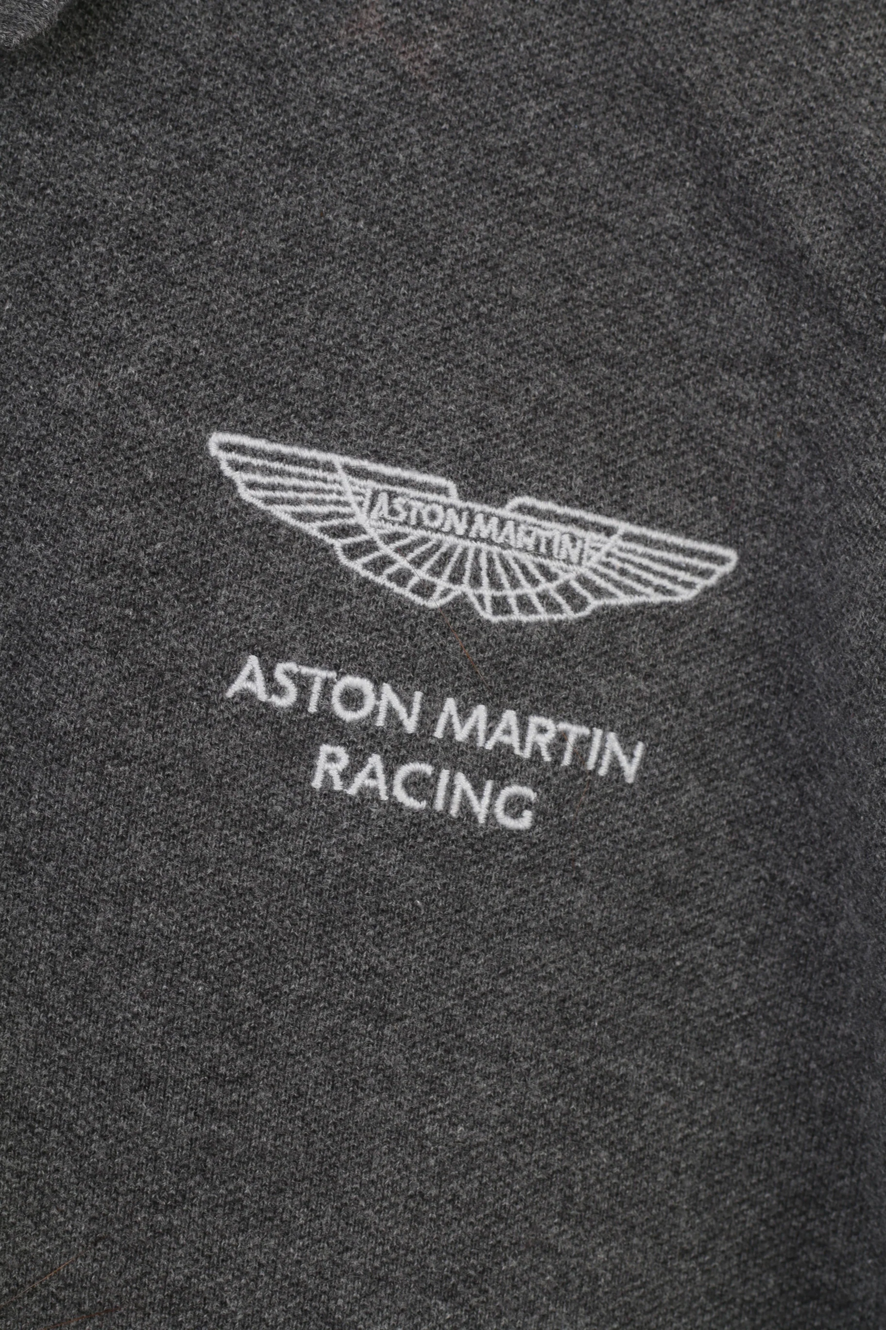 Hackett Men XXL Polo Shirt Grey Long Sleeve Cotton Aston Martin Racing V8 GTE Collar Top - Image 4