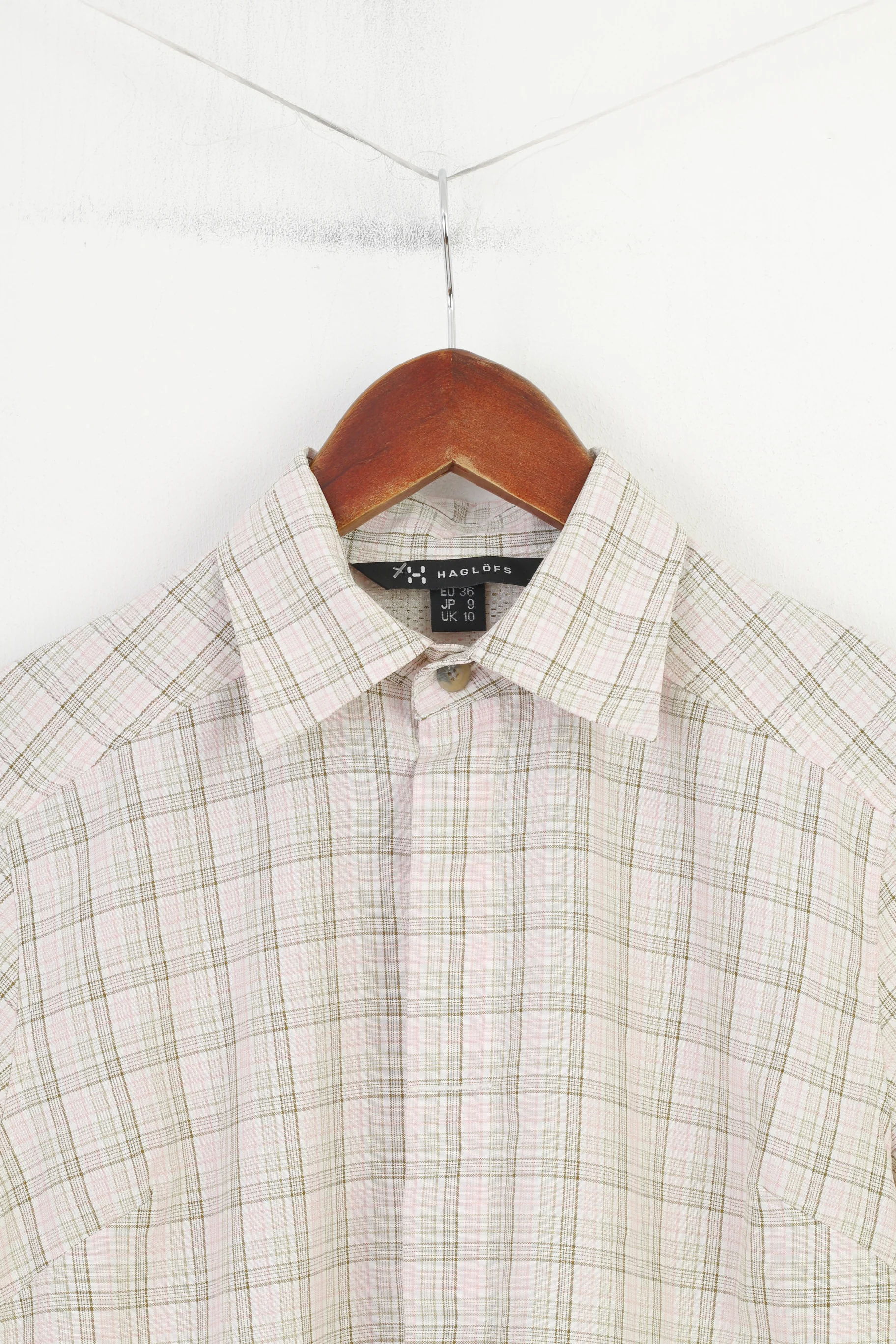 Haglofs Women 36 S Casual Shirt Checkered Short Sleeve Cotton Pink Classic Bottoms Top - Image 2