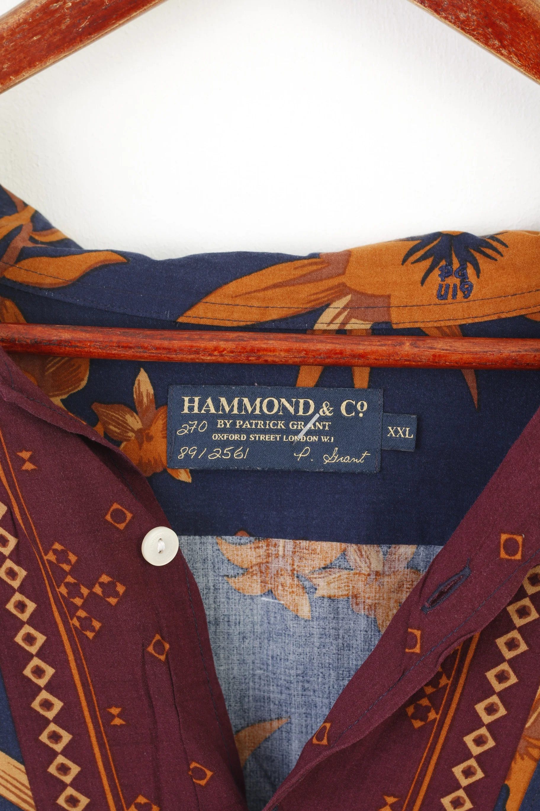 Hammond & Co Men XXL Casual Shirt Navy Floral Viscose Vintage Short Sleeve Top - Image 3