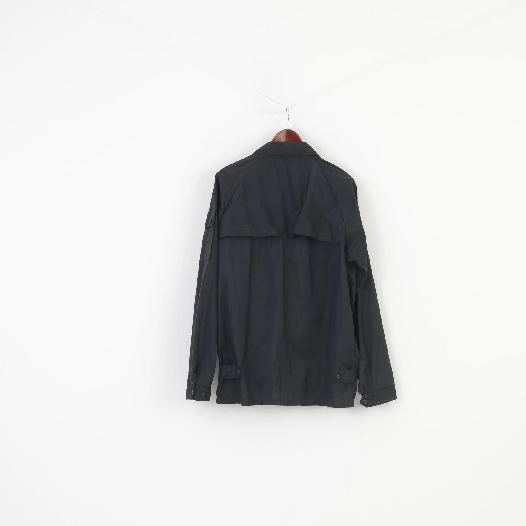 Handic Men XL Jacket Black Sportswear Full Zipper Nylon Vintage Collar Pockets Top - Image 9