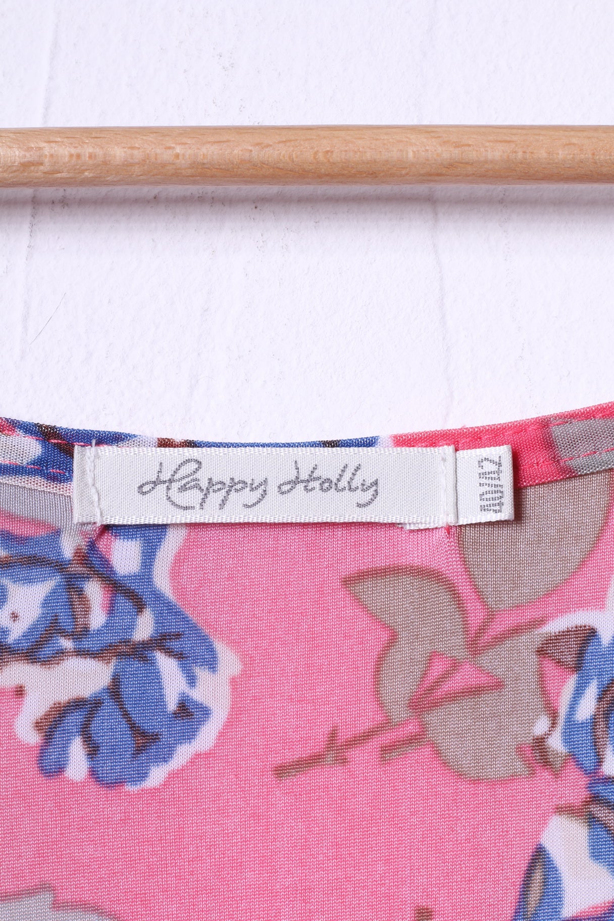 Happy Hollly Womens 40/42 M/L Midi Dress Pink Flowers Print V Neck - Image 3