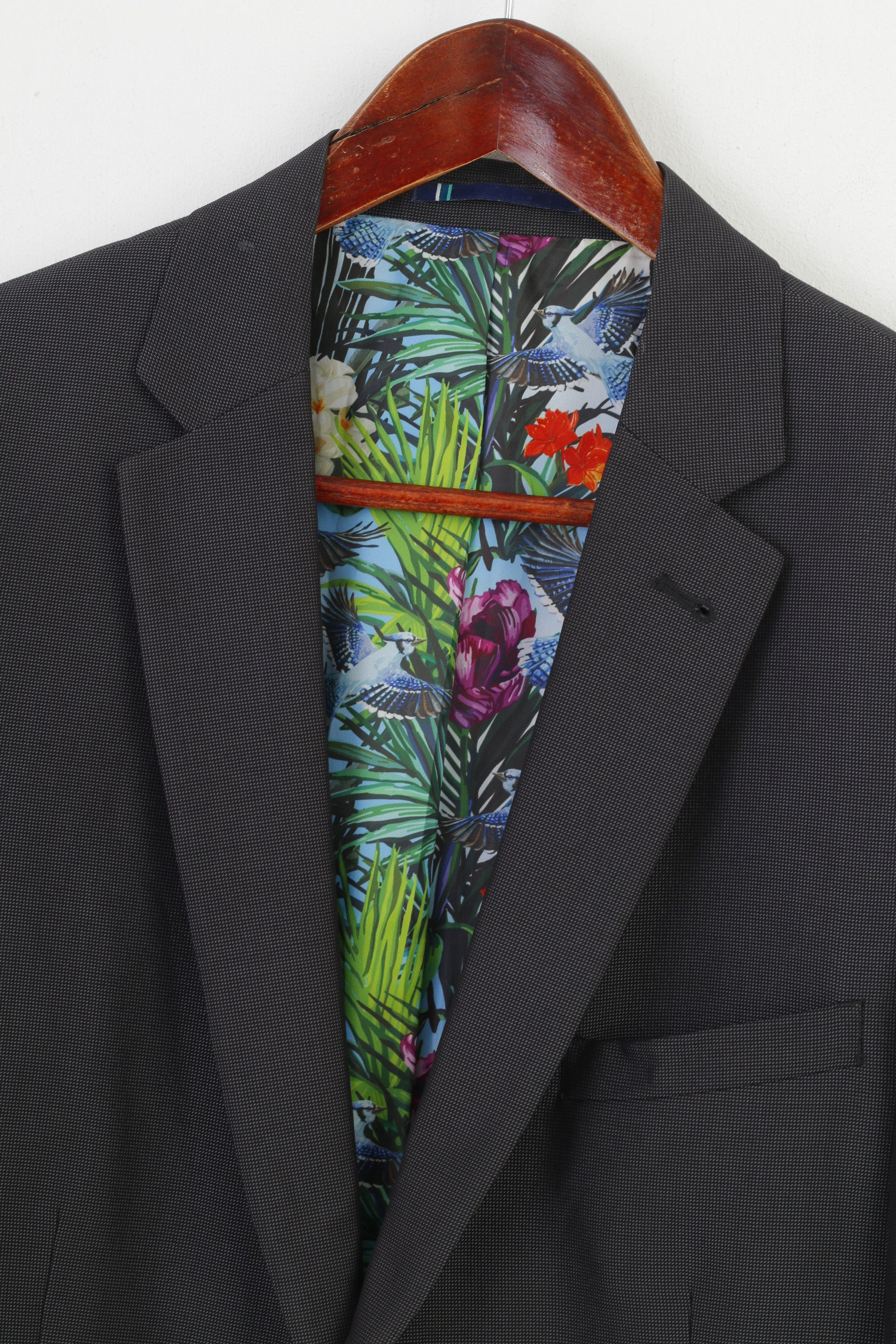 Harry Brown Men 42 Blazer Charcoal Elegant Flower London Breasted Jacket - Image 2