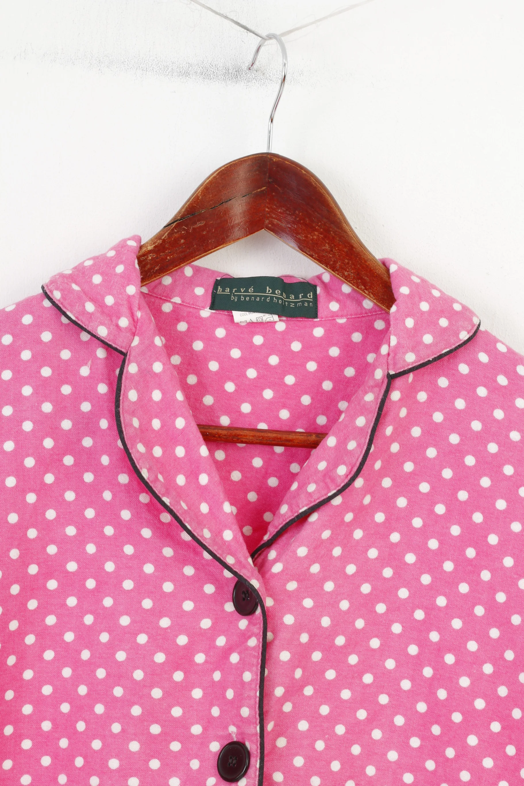Harve Benard by bernard holtzman Women S Sleep Shirt Polka Dots Pink Bottoms Pajamas Cotton Top - Image 2