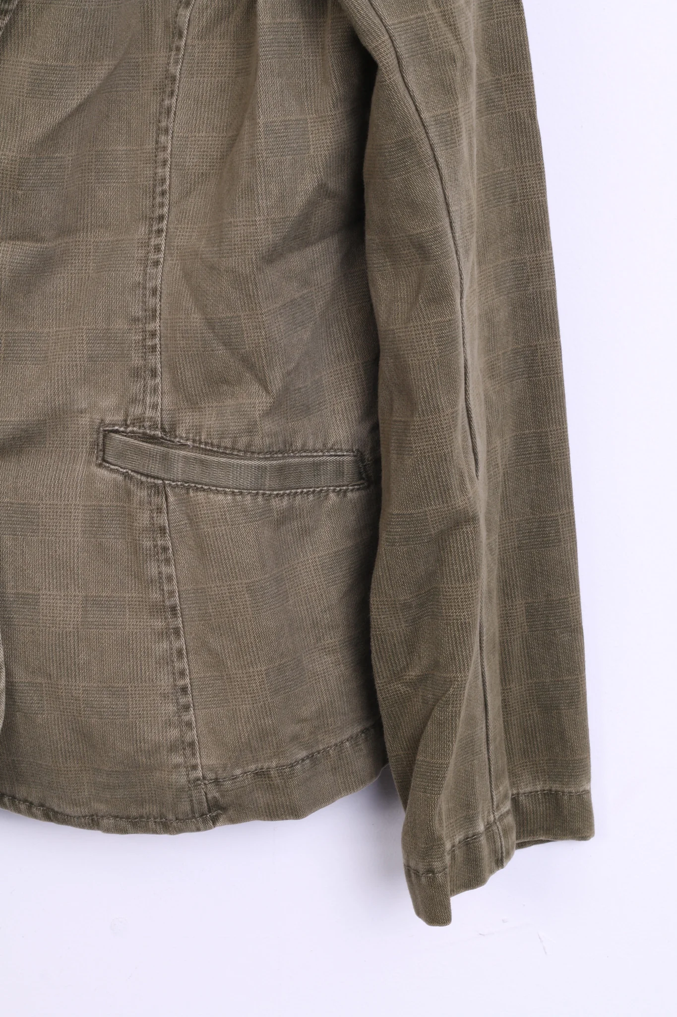 Havana Jacks Cafe Womens 8 M Blazer Top Suit Check Khaki Cotton - Image 2
