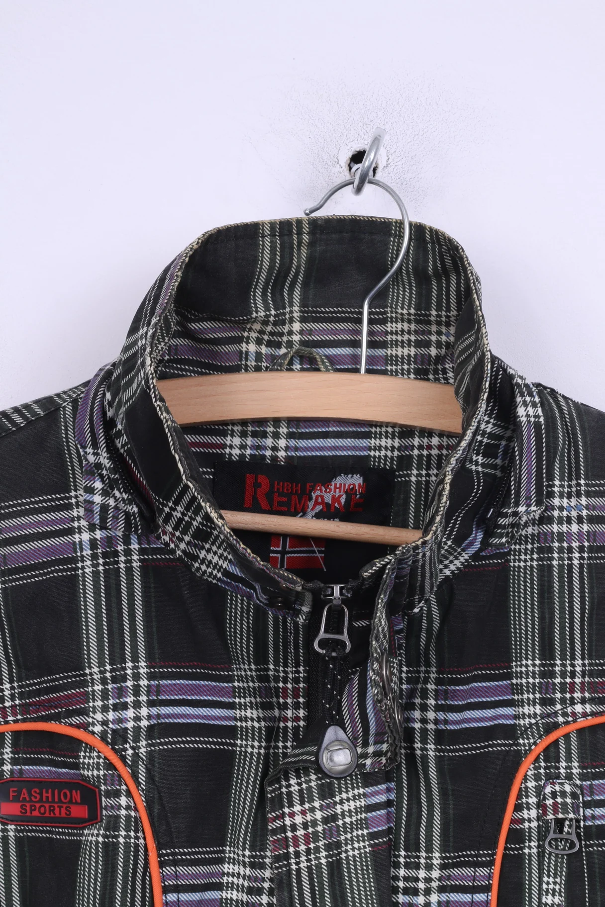 Hbh Fashion Remake Boys 146 Jacket Otdoor Check Green Full Zipper Cotton Swiss Cross - Image 2