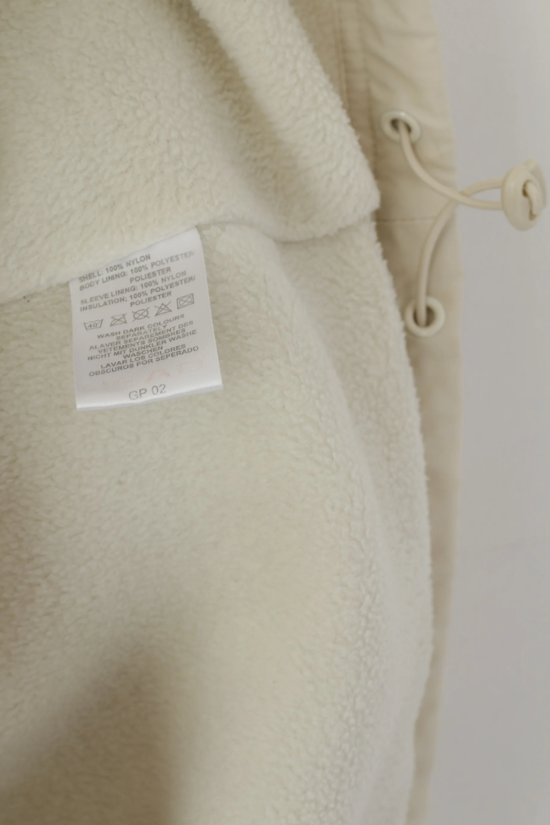 Head Men L Jacket Beige Vintage Fleece Lined Nylon Winter Pockets Full Zipper Top - Image 6