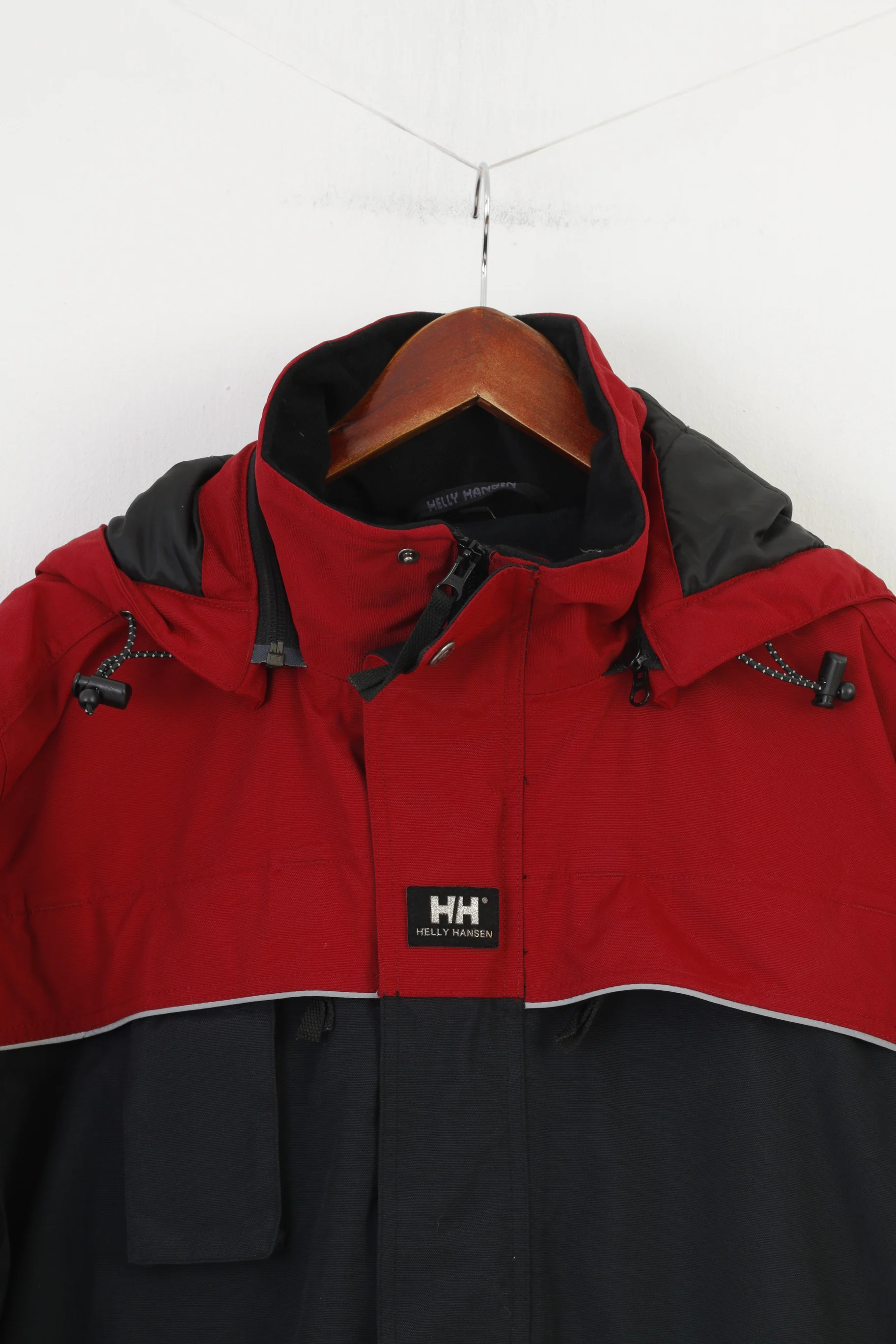 Helly Hansen Men L Jacket Padded Waterproof Detachable Hood Navy Blue Full Double Zipper Outwear Top - Image 3