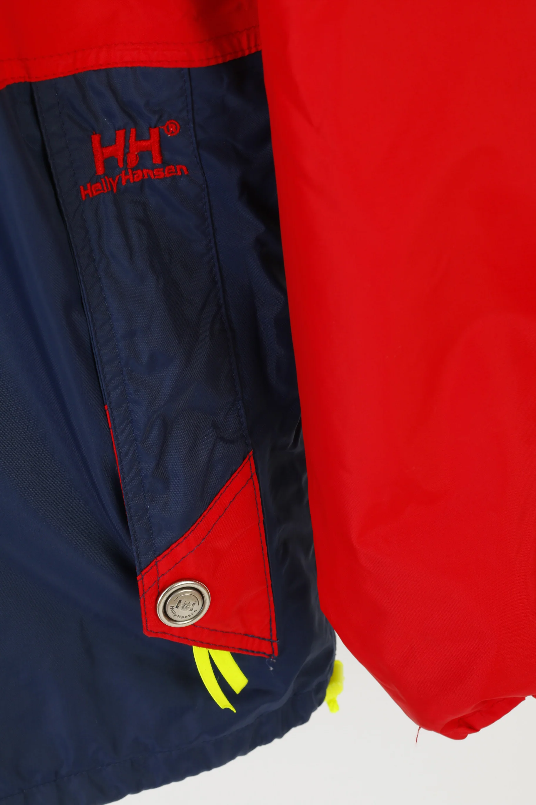Helly Hansen Men M Jacket Red Nylon Waterproof Vintage Hidden Hood Sailing Top - Image 4
