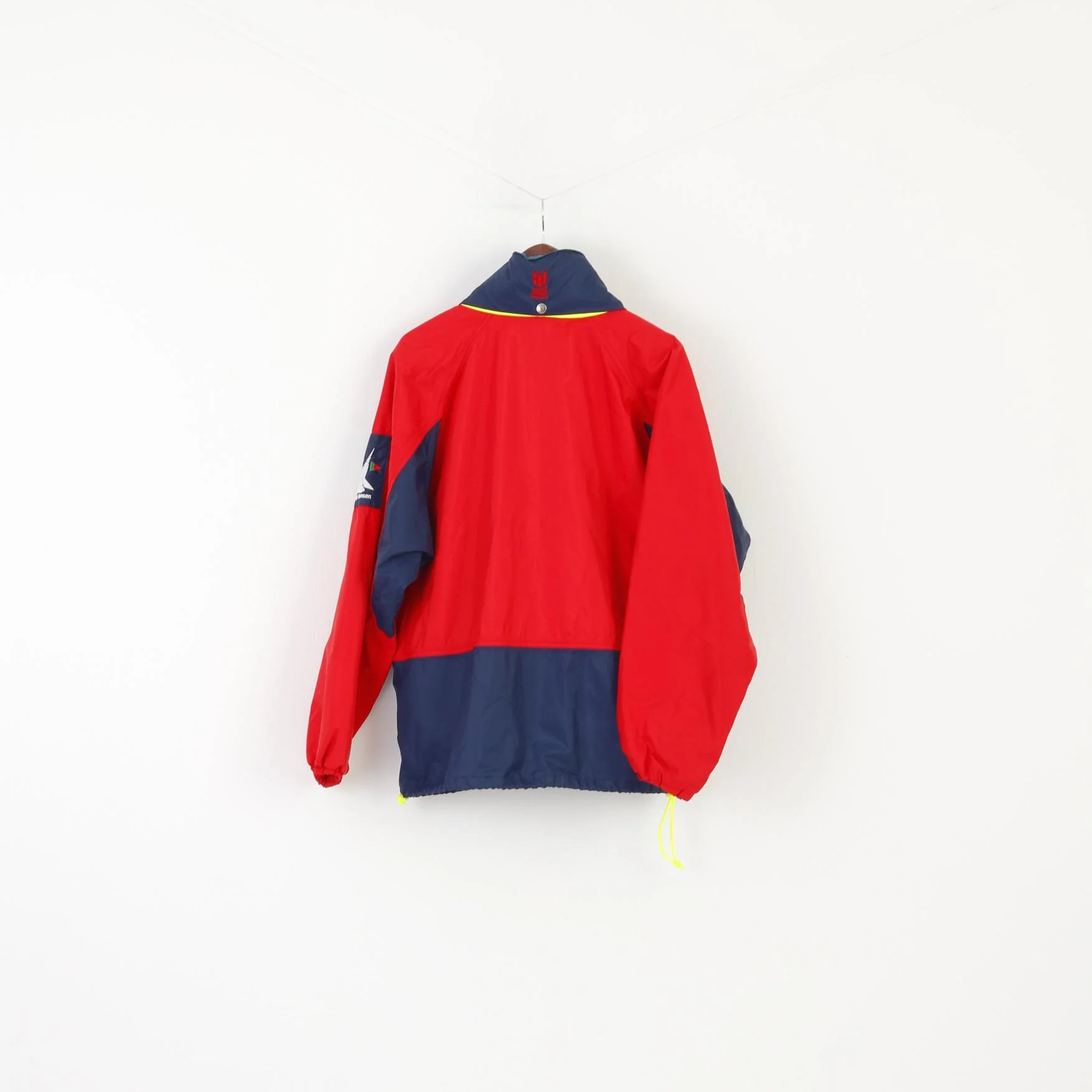 Helly Hansen Men M Jacket Red Nylon Waterproof Vintage Hidden Hood Sailing Top - Image 8