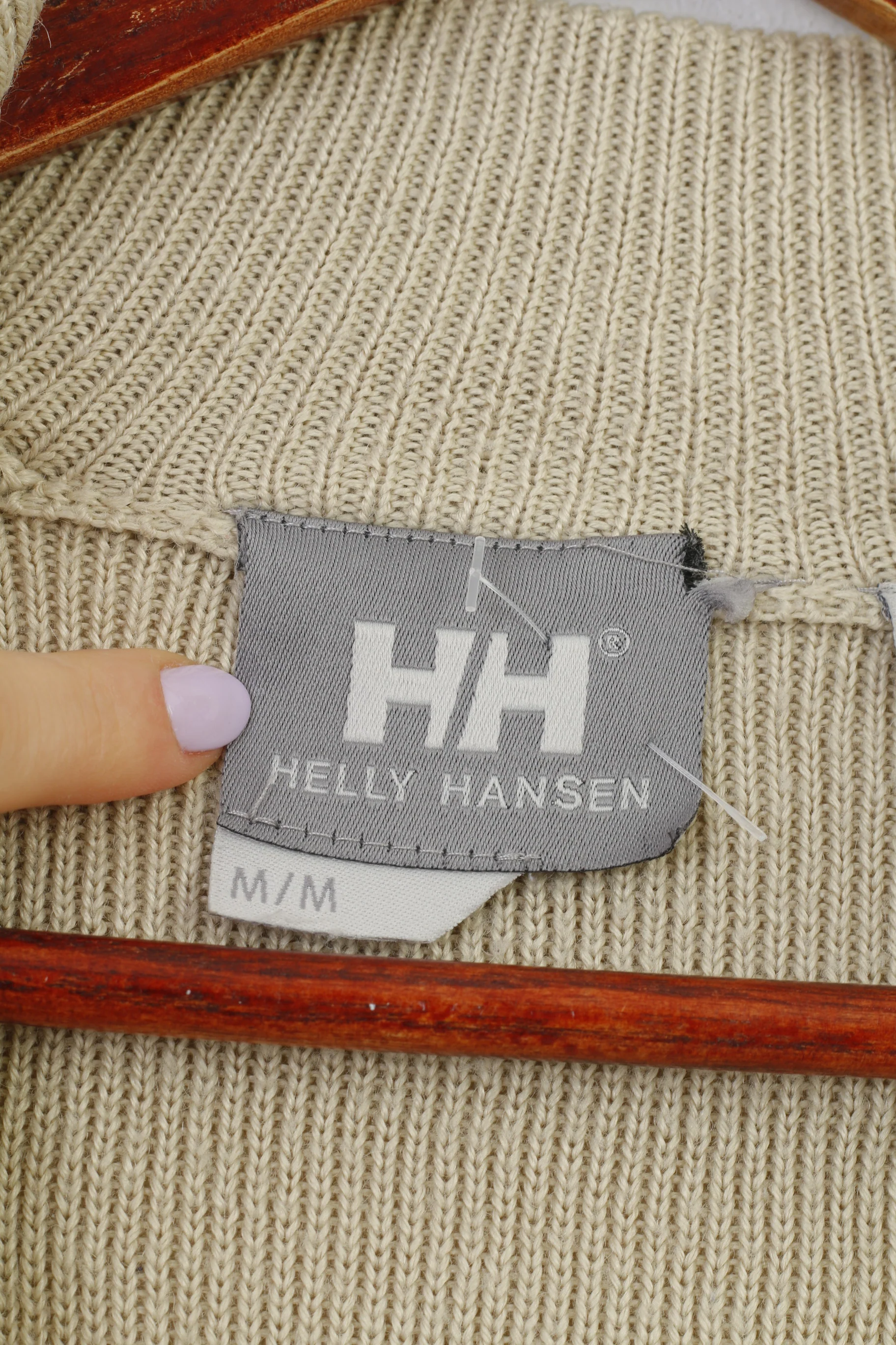 Helly Hansen Men M Sweater Beige Sport Full Zipper Beige Acrylic Wool Outdoor Top - Image 6