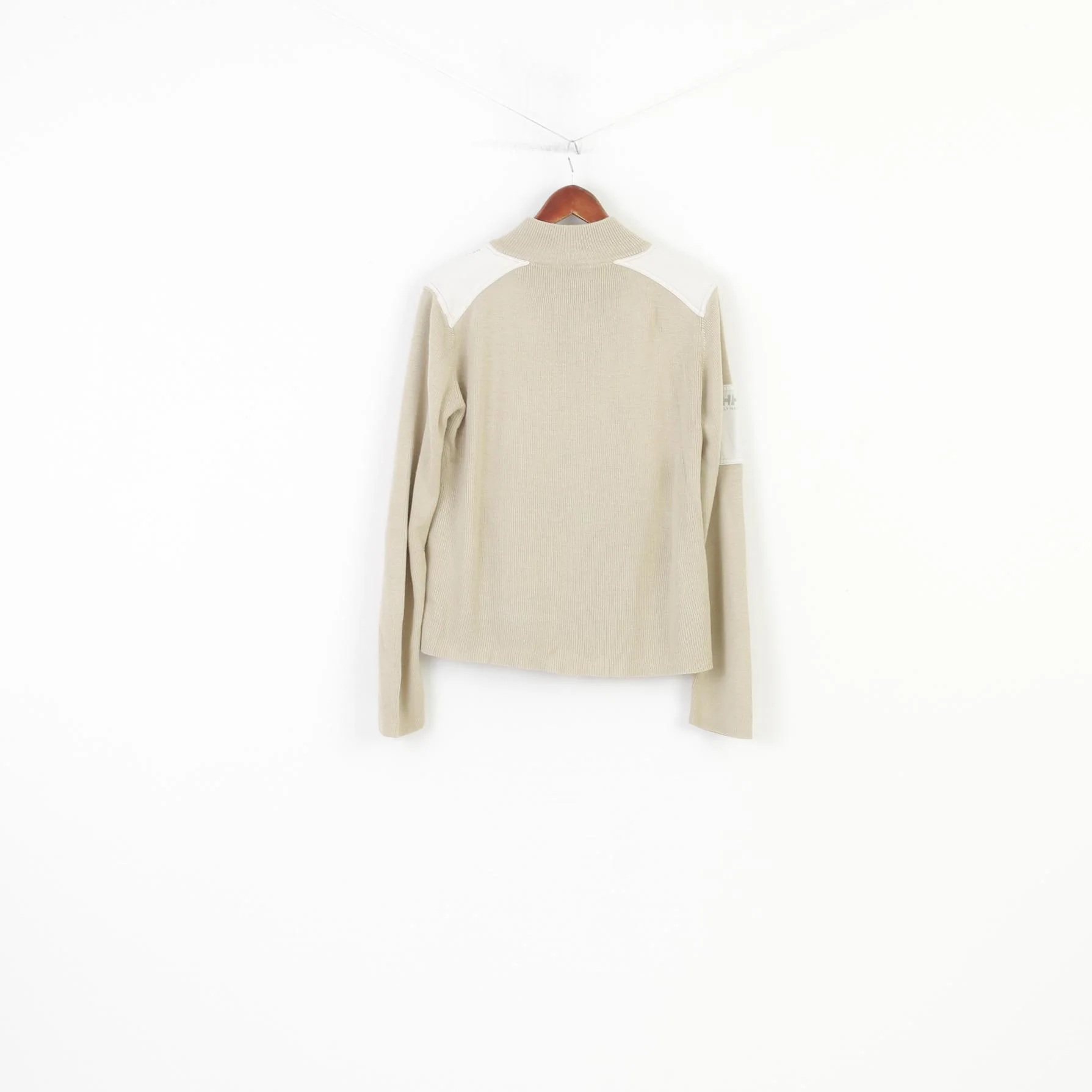 Helly Hansen Men M Sweater Beige Sport Full Zipper Beige Acrylic Wool Outdoor Top - Image 8