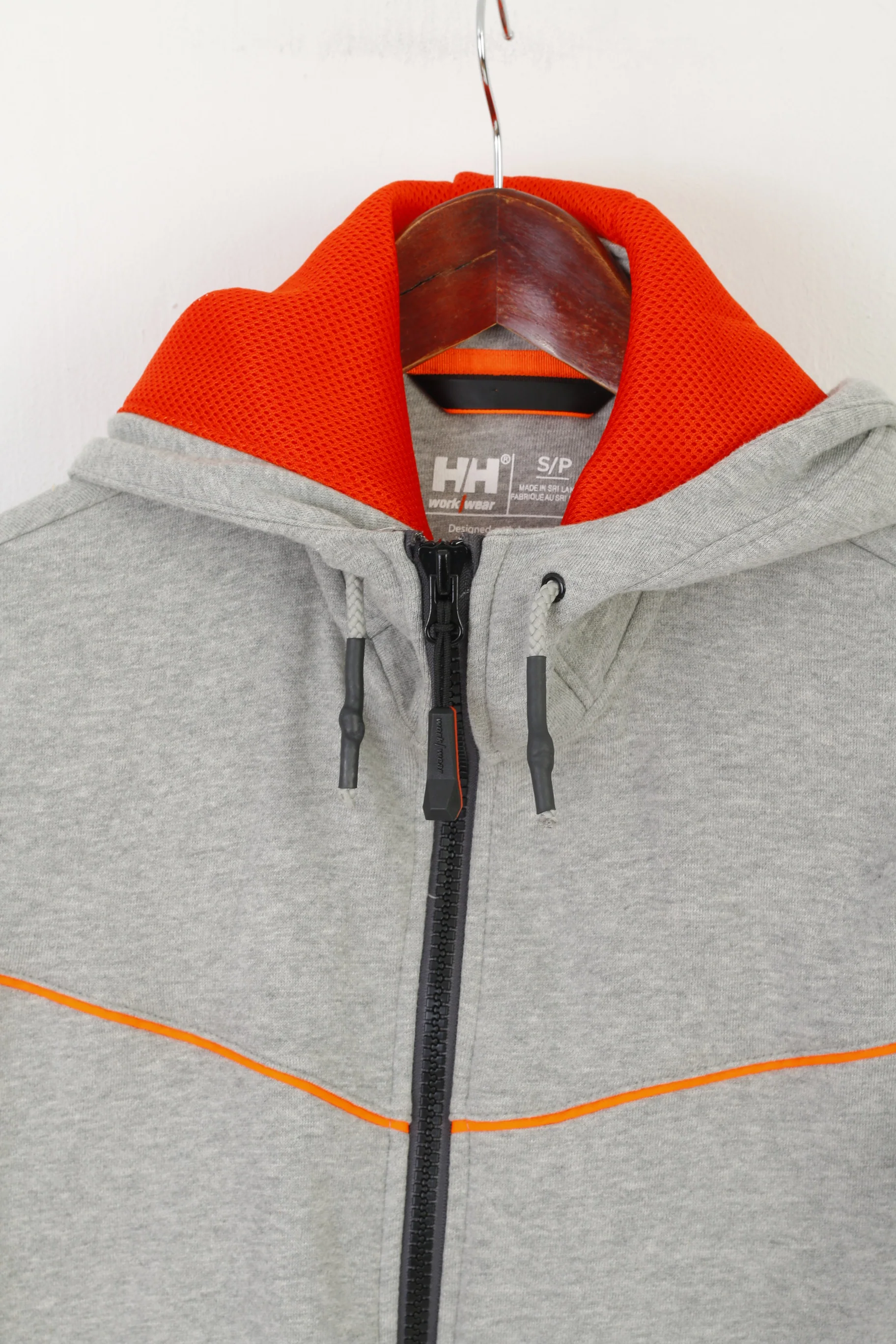 Helly Hansen Men S Sweatshirt Gray Cotton Work Wear Zip Up Hooded Top - Image 2