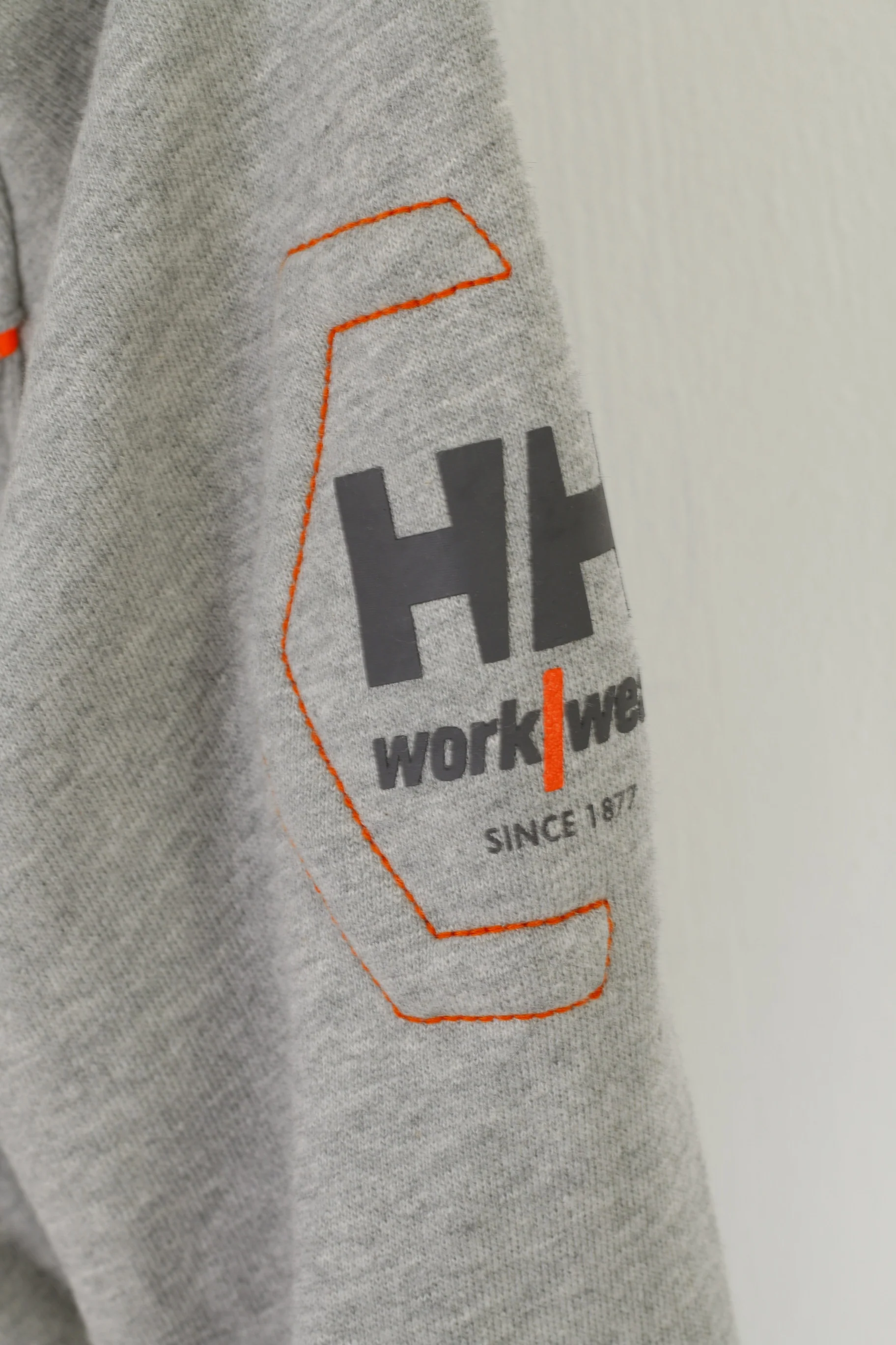 Helly Hansen Men S Sweatshirt Gray Cotton Work Wear Zip Up Hooded Top - Image 4