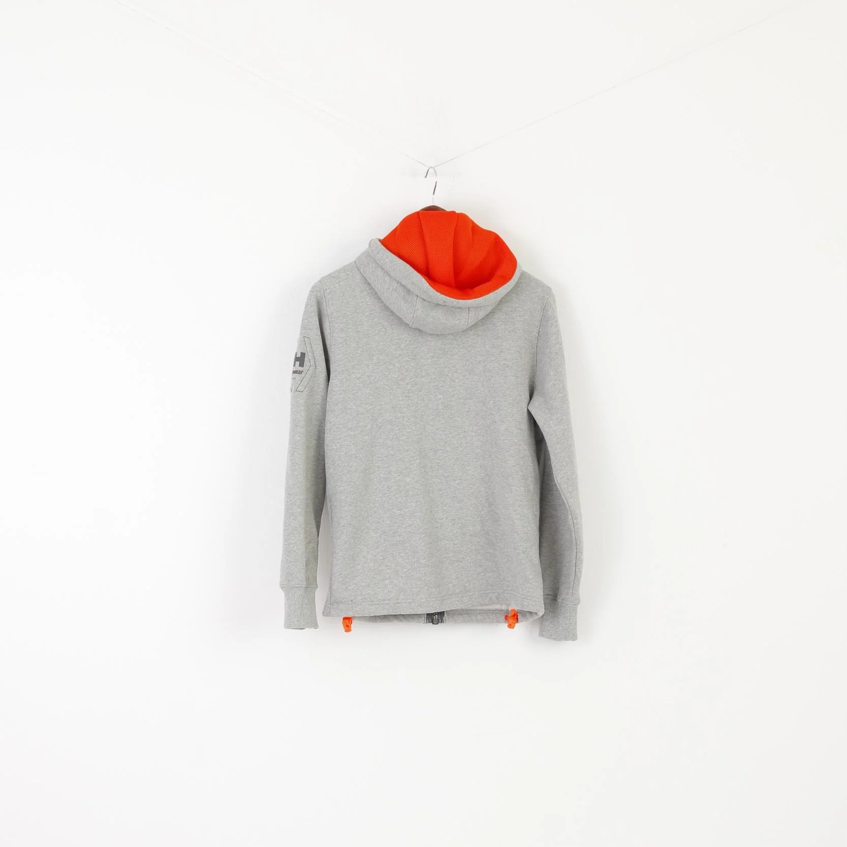 Helly Hansen Men S Sweatshirt Gray Cotton Work Wear Zip Up Hooded Top - Image 7
