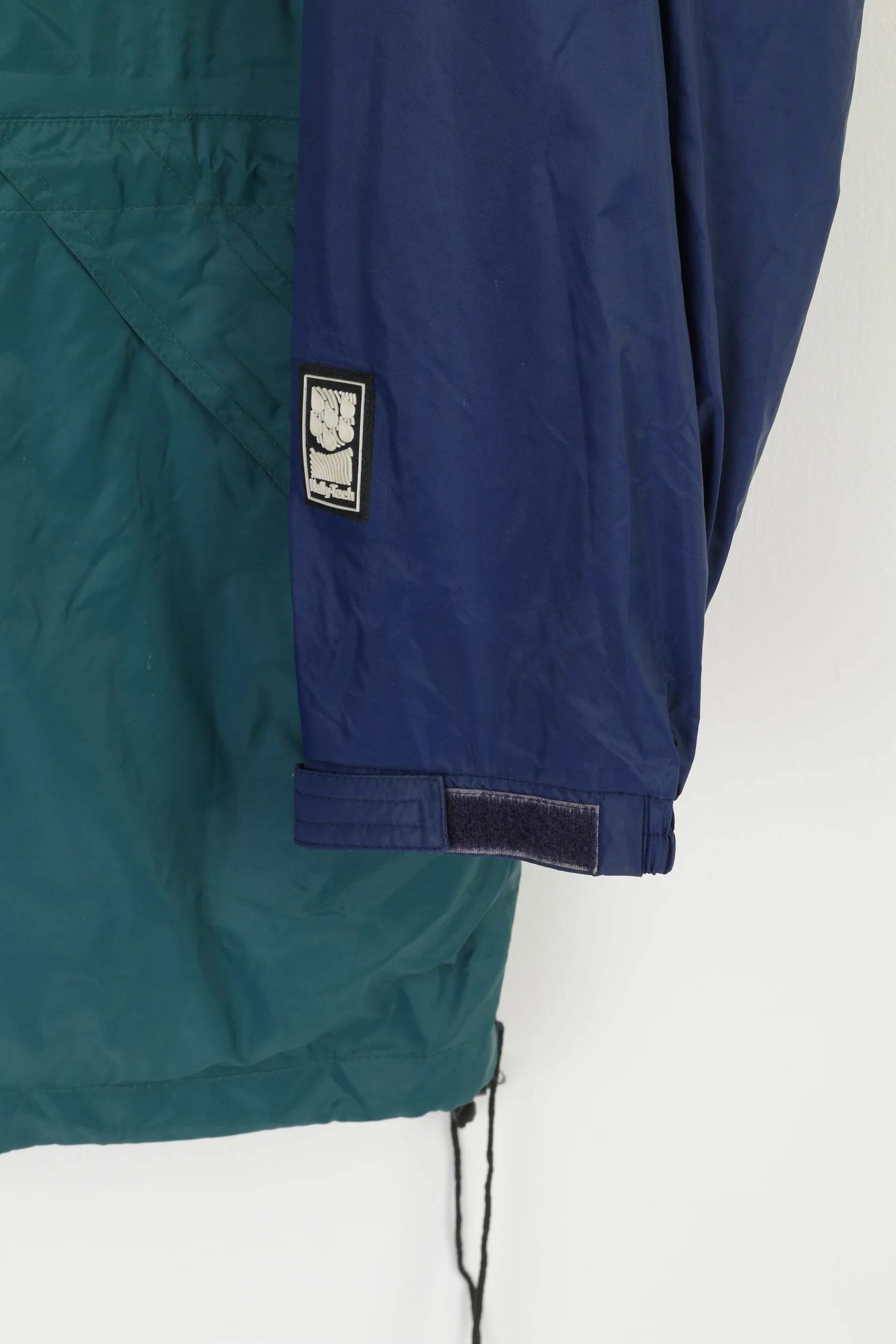 Helly Hansen Men XL Jacket Navy Green Nylon Waterproof Hooded Zip Up Outdoor Sailing Top - Image 3