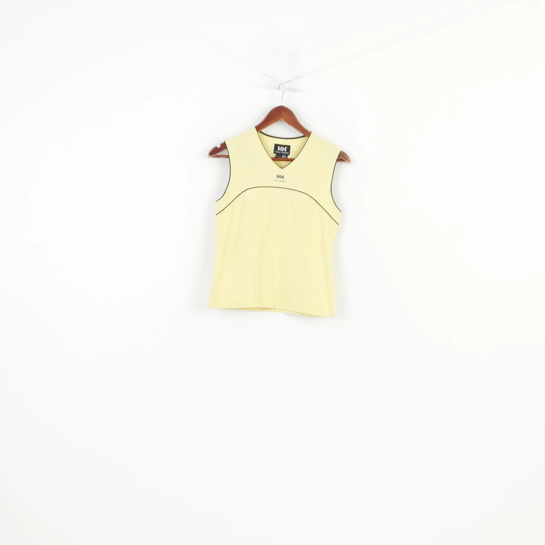 Helly Hansen Woman M Shirt Sleeveless Yellow V Neck Nylon Vintage Sport Top