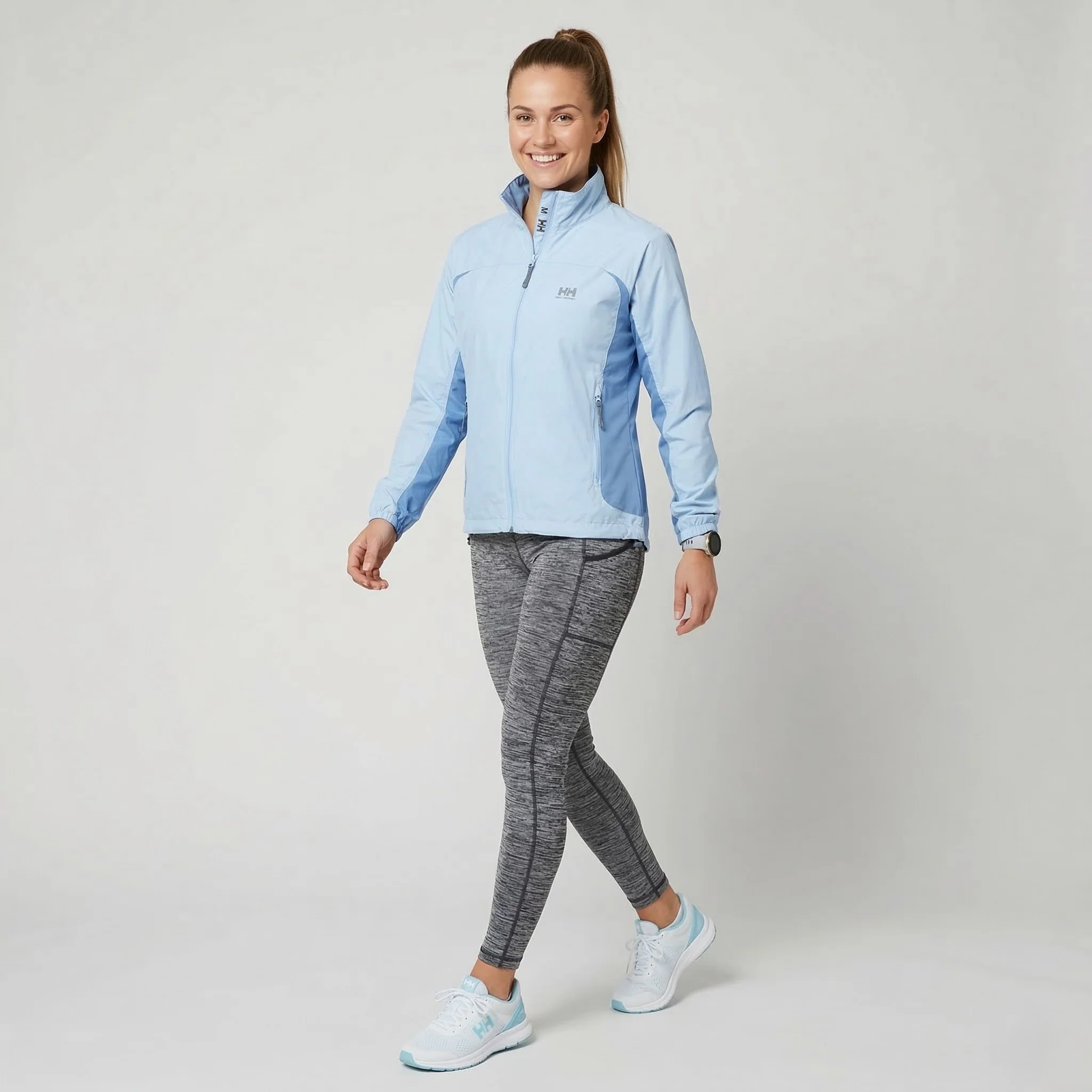 Helly Hansen Women L Jacket Blue Lightweight Zip Up Windbreaker Cropped Top