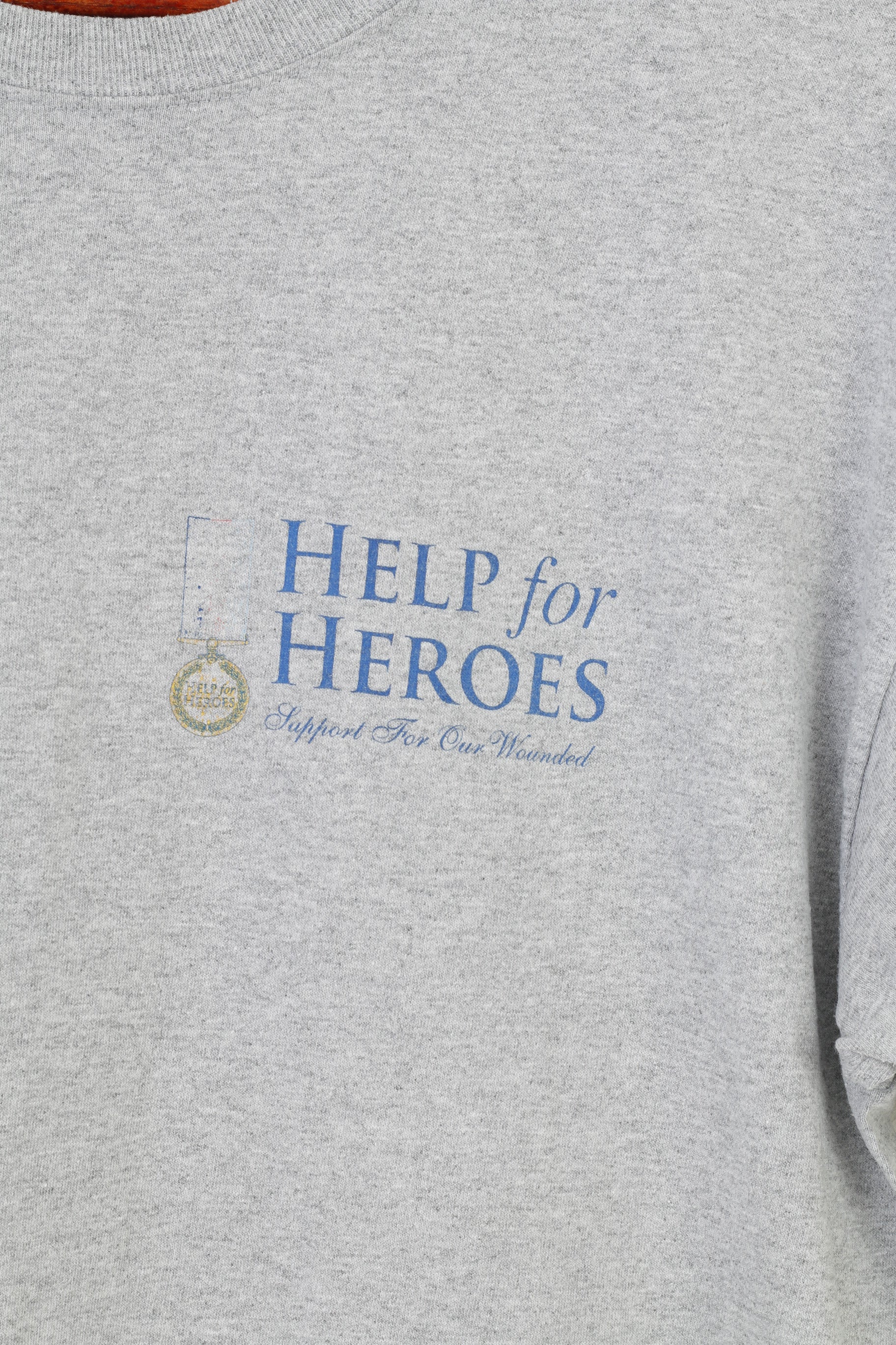Help For Heroes Men L T-Shirt Gray Cotton Graphic Military Crew Neck Vintage  Top - Image 4
