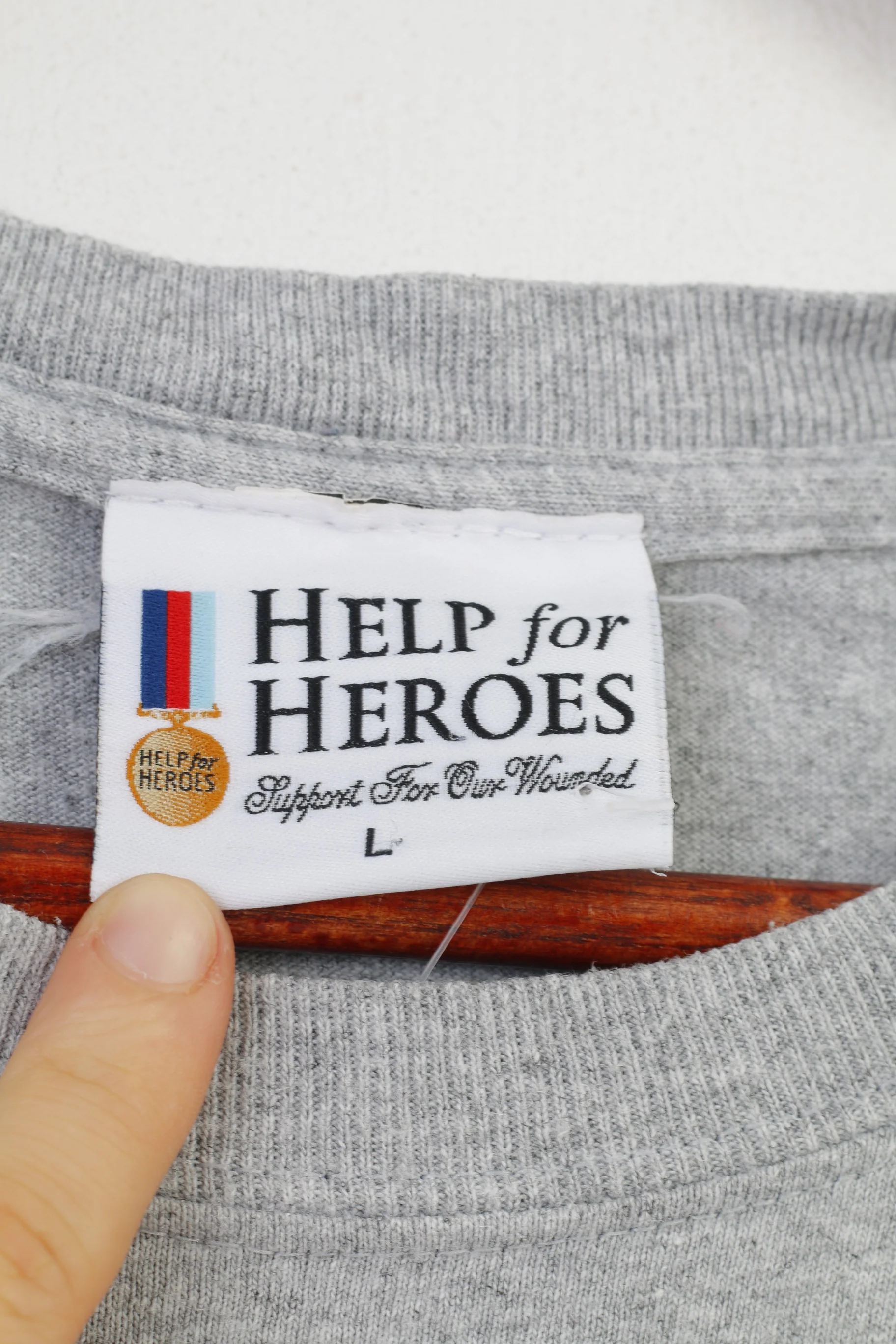 Help For Heroes Men L T-Shirt Gray Cotton Graphic Military Crew Neck Vintage  Top - Image 5