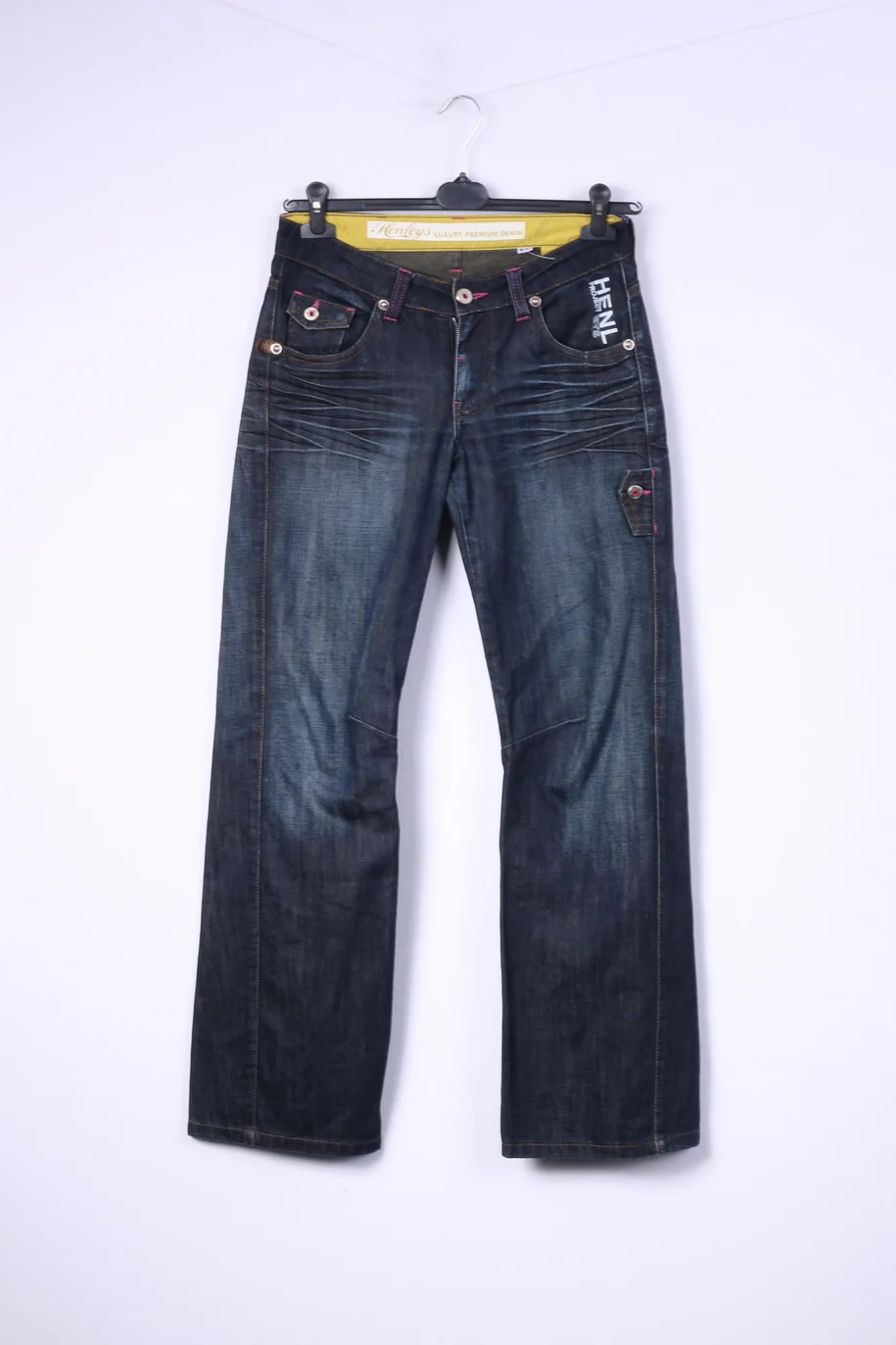 Henleys Mens W26 Trousers Denim Jeans Navy Cotton Luxury Premium