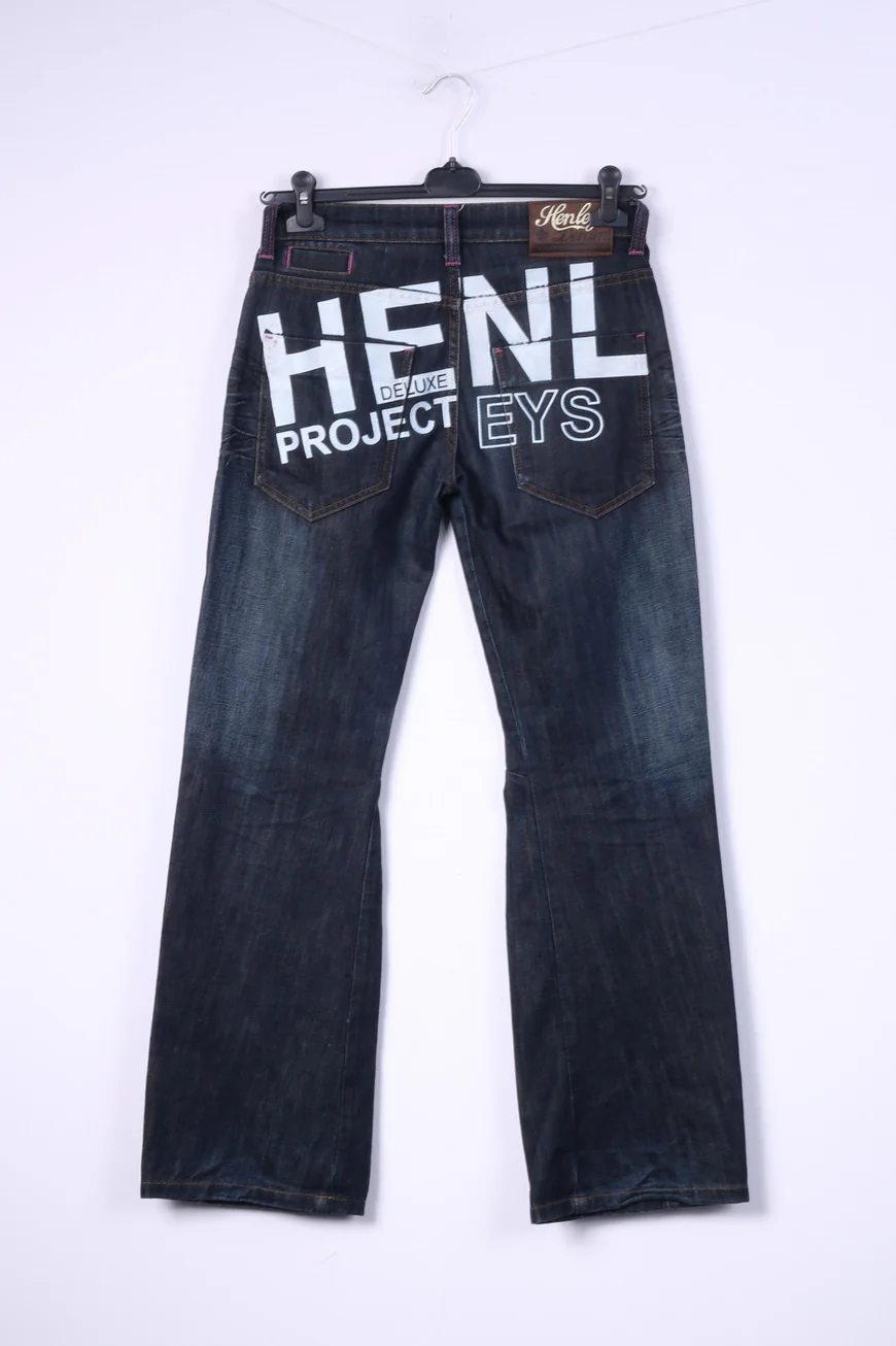 Henleys Mens W26 Trousers Denim Jeans Navy Cotton Luxury Premium - Image 8