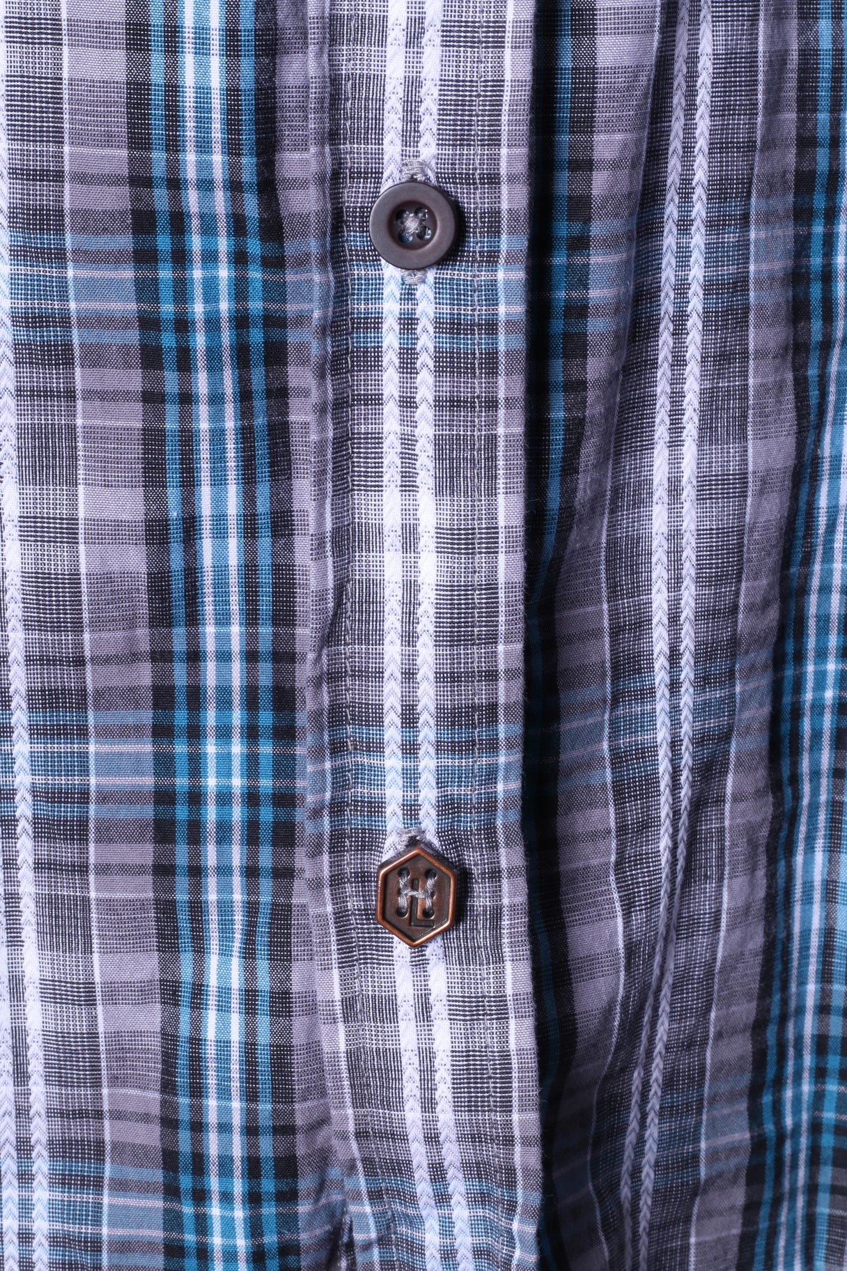 Henri Lloyd Mens M Casual Shirt Blue Check Long Sleeve Cotton Pockets - Image 4