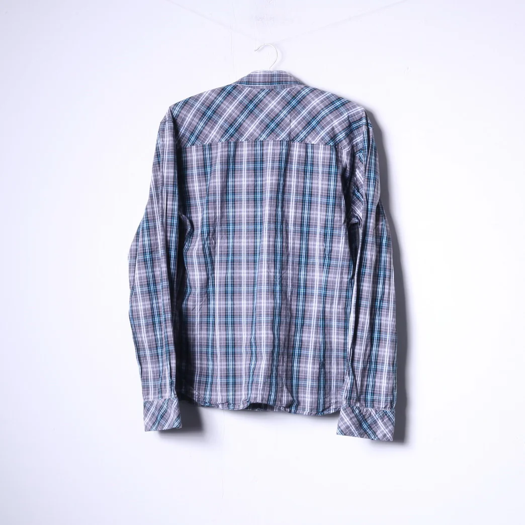 Henri Lloyd Mens M Casual Shirt Blue Check Long Sleeve Cotton Pockets - Image 7