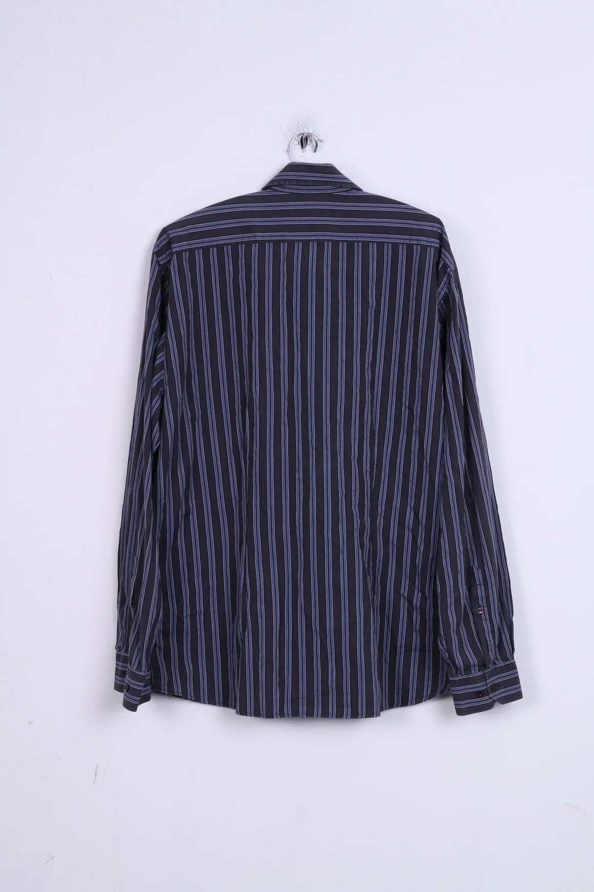 HENRI LLOYD Mens XL Casual Shirt Stripes Navy Blue Cotton Detailed Buttons - Image 5