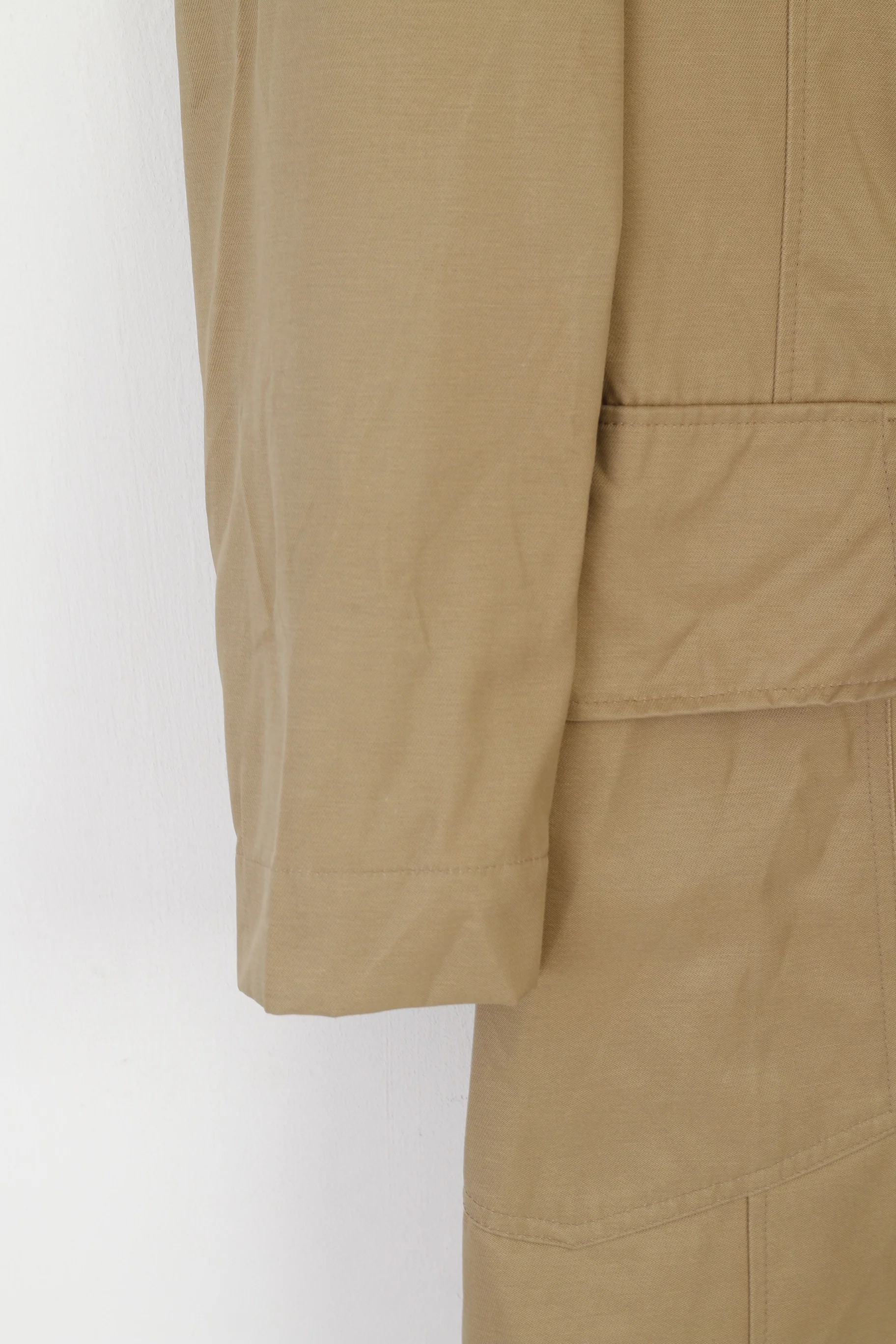 Henriette Steffensen Copenhagen Women M Trench Coat Beige Cotton Double Breasted - Image 4