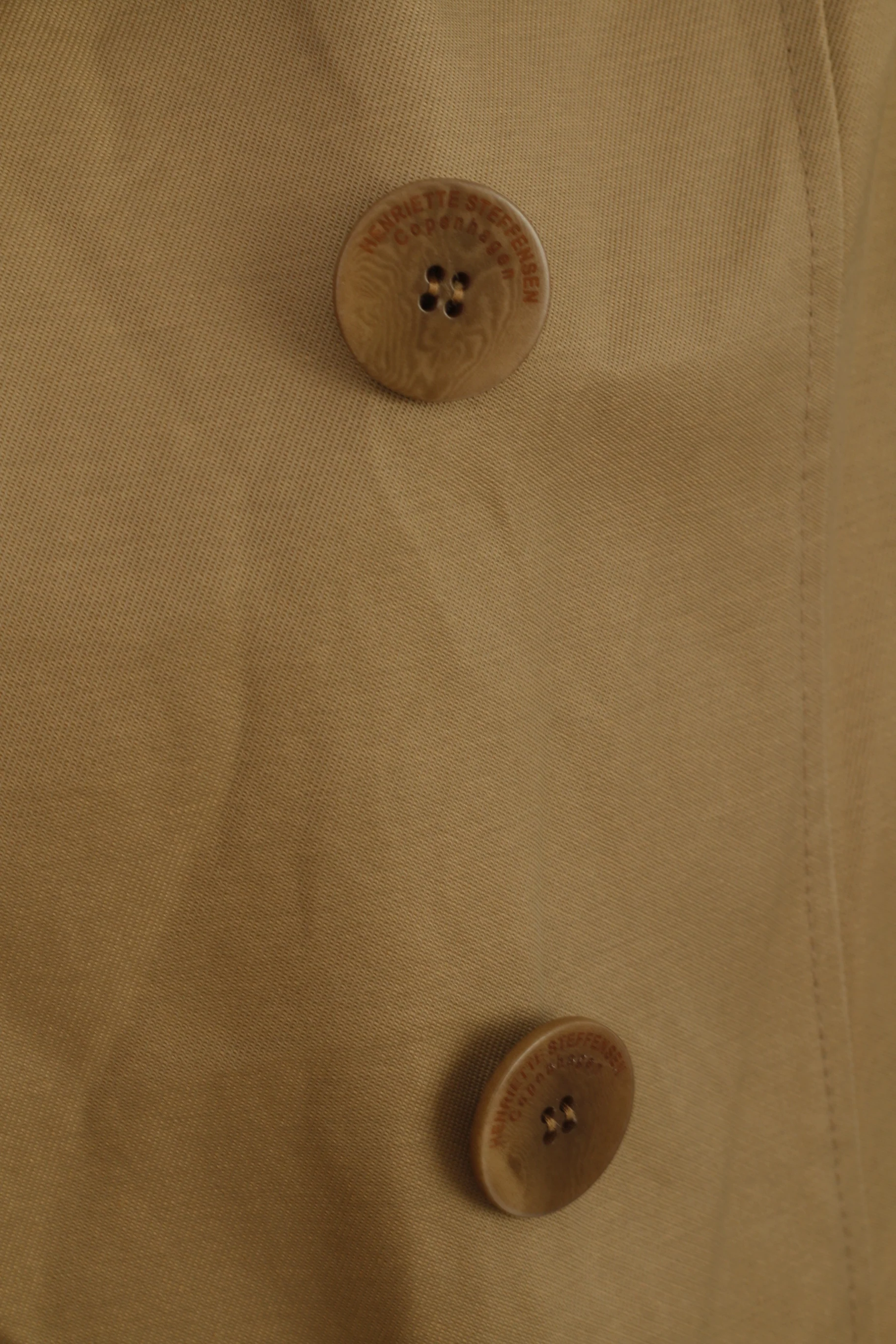 Henriette Steffensen Copenhagen Women M Trench Coat Beige Cotton Double Breasted - Image 6