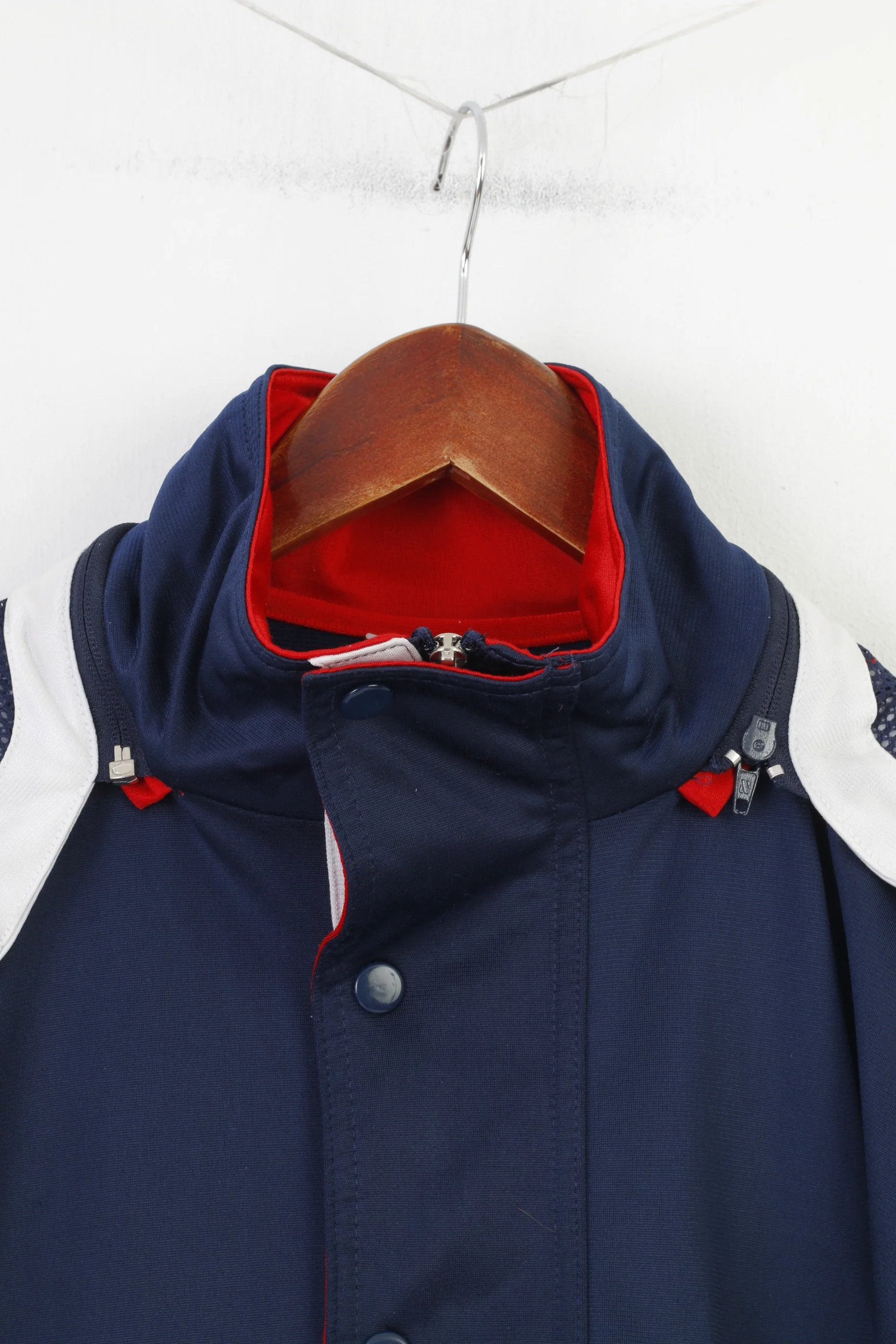 Herod Sport Men 44 L Sweatshirt Navy Vintage Shiny Hooded Sportswear Top - Image 2