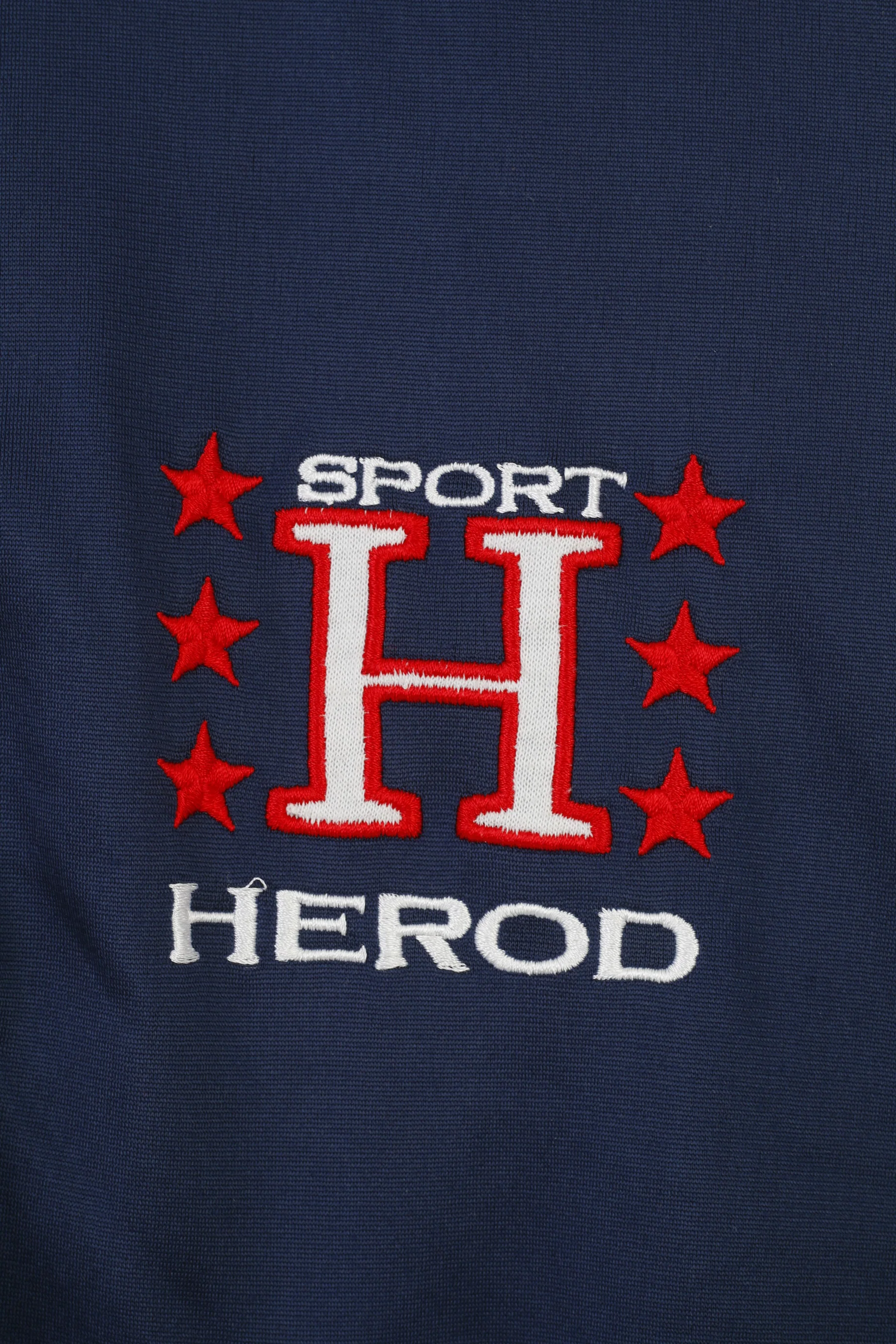 Herod Sport Men 44 L Sweatshirt Navy Vintage Shiny Hooded Sportswear Top - Image 4