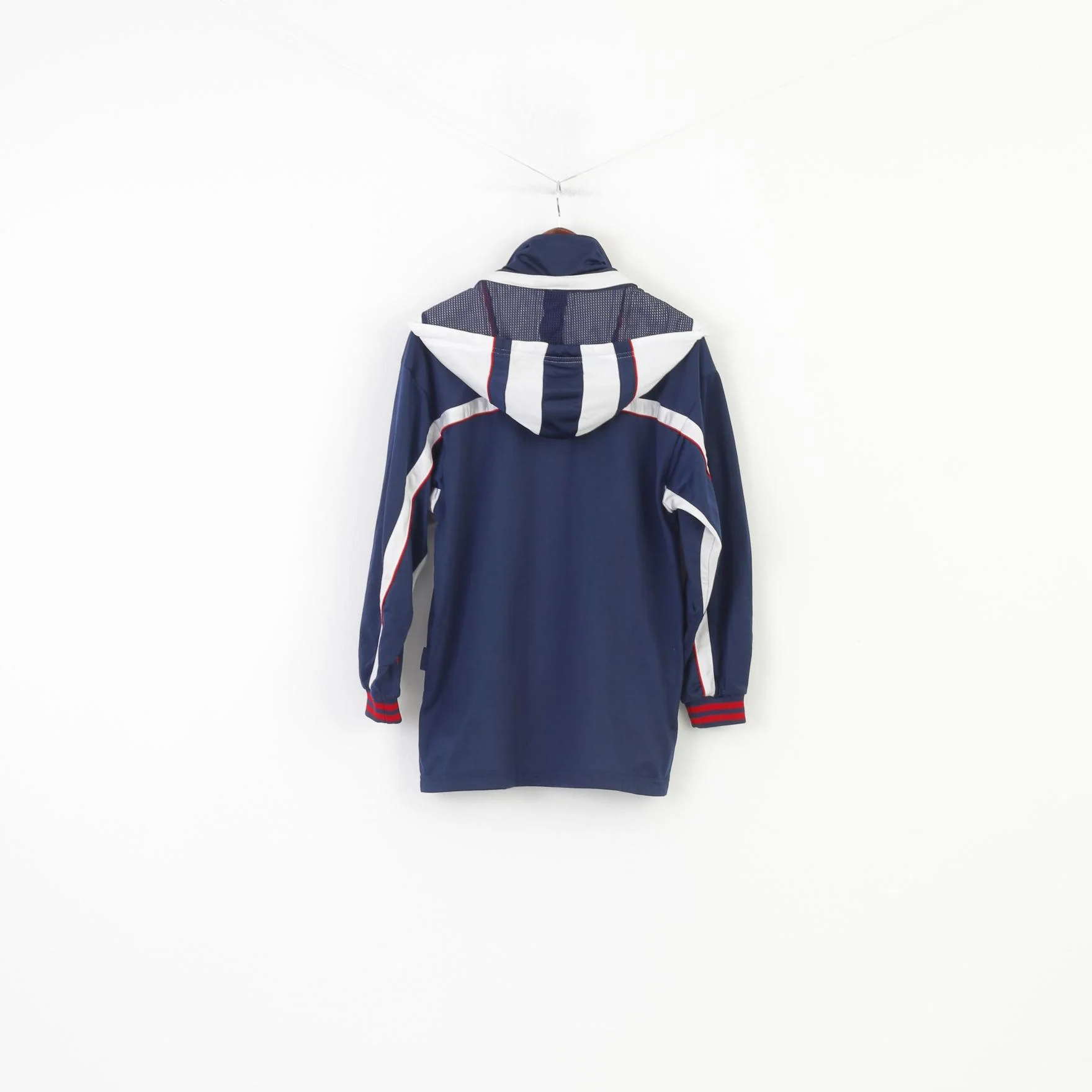 Herod Sport Men 44 L Sweatshirt Navy Vintage Shiny Hooded Sportswear Top - Image 7