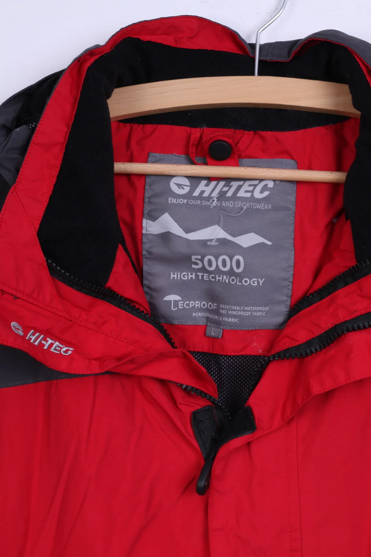 Hi-Tec Mens L Jacket Red Nylon Breathable Waterproof Windproof - Image 3
