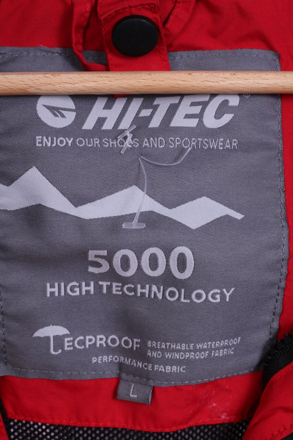 Hi-Tec Mens L Jacket Red Nylon Breathable Waterproof Windproof - Image 4