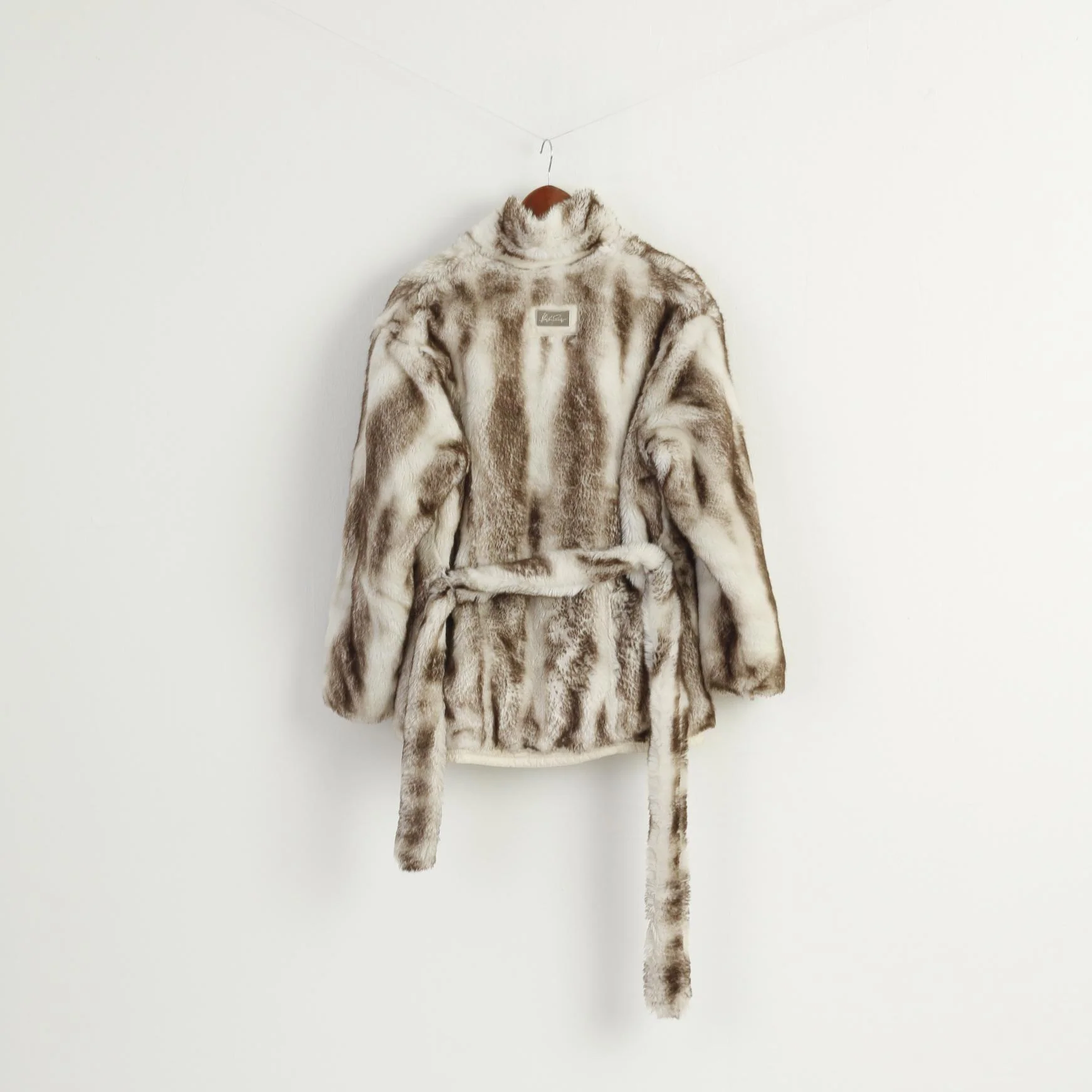 High Society by Rengel Sport Women 38 M Jacket Vintage Beige Fur Belted Monte Carlo Top - Image 9