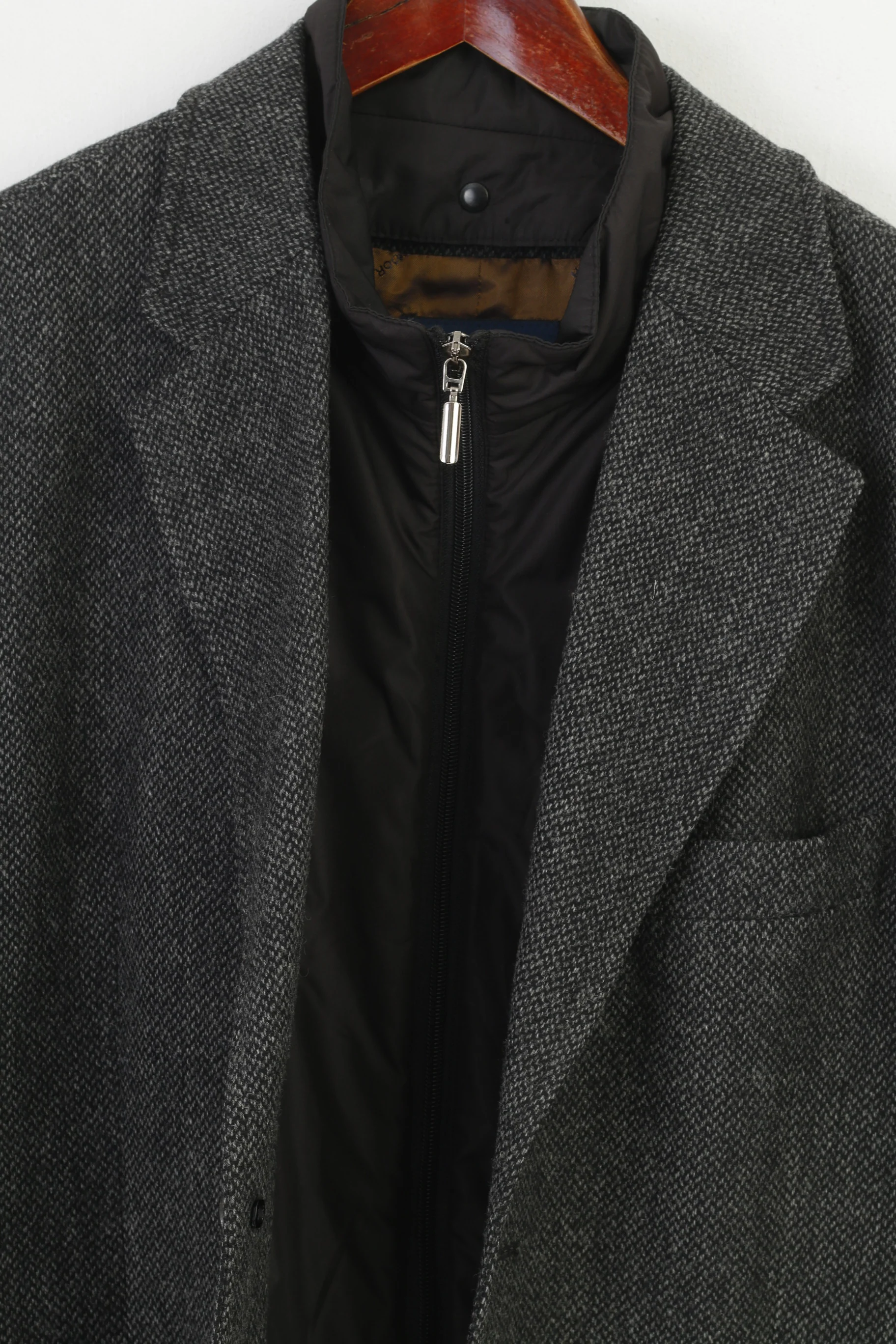 Highmoor Men 25 40 Blazer Grey Bottoms Full Zipper Collar Single Breasted Wool Vintage Jacket - Image 4